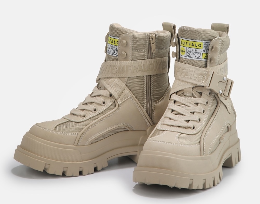 Buffalo Winterboots »Aspha Com1 Vegan«  Schnürstiefelette, Plateauboots mit Innen-Reißverschluss