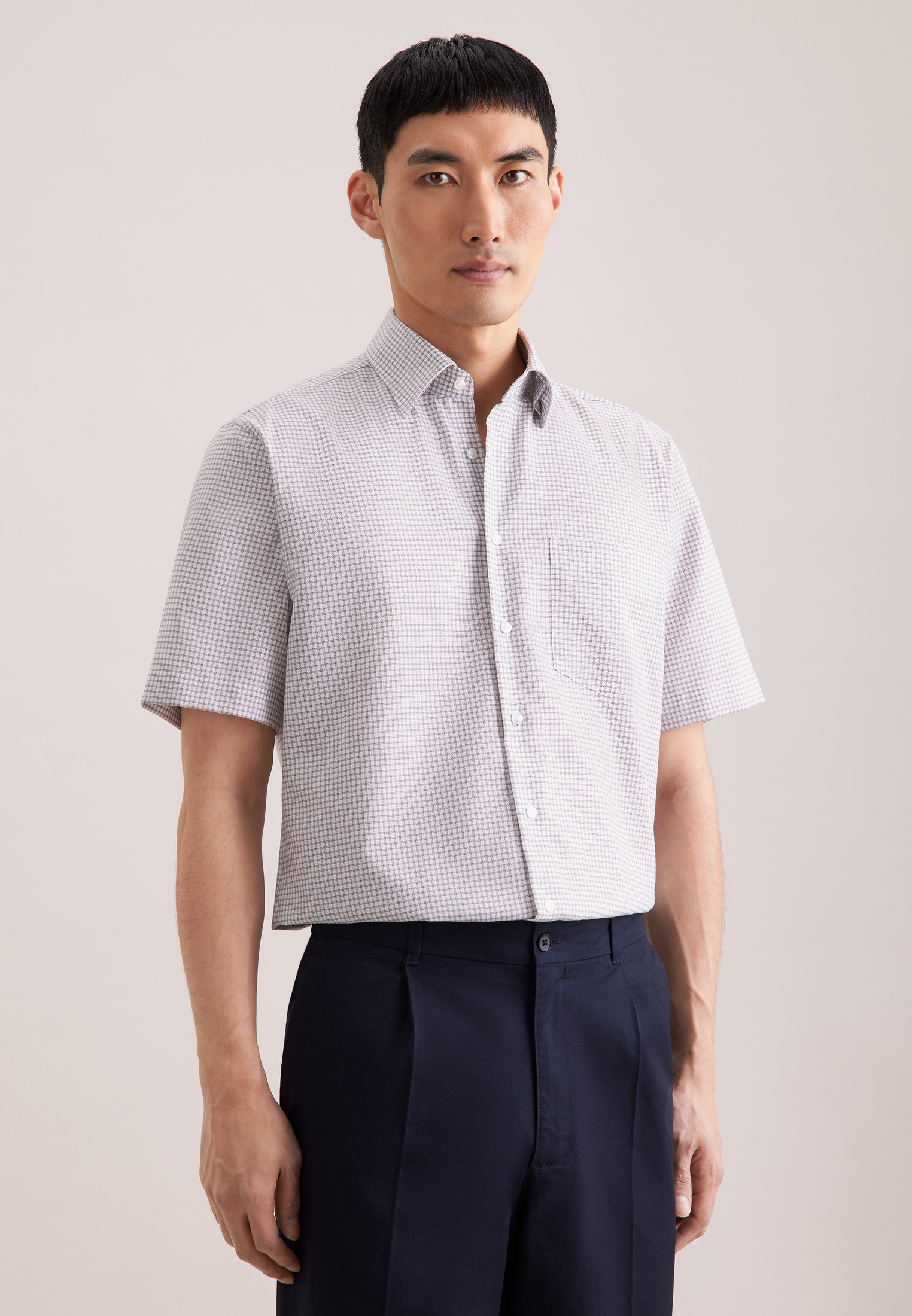 seidensticker Businesshemd »Schwarze Rose« Comfort 1/2 Covered-Button-Down-Kragen Karo