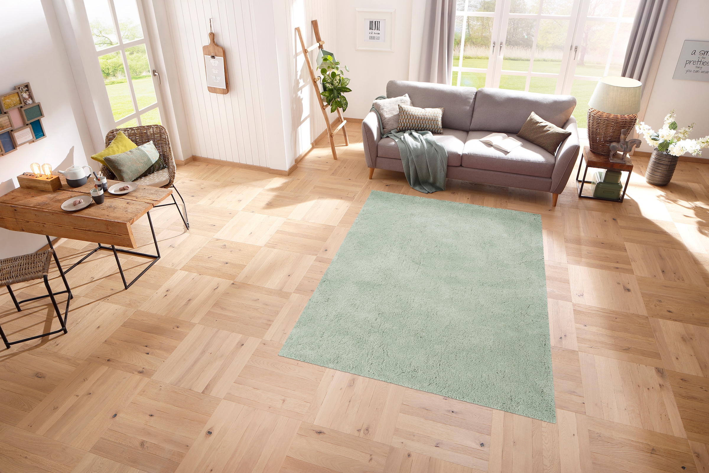 my home Teppich »Desner, Hochflor Teppiche«, rechteckig, 35 mm Höhe, Mikrofaser, weich, flauschig, Wohnzimmer, Schlafzimmer, Kinderzimmer