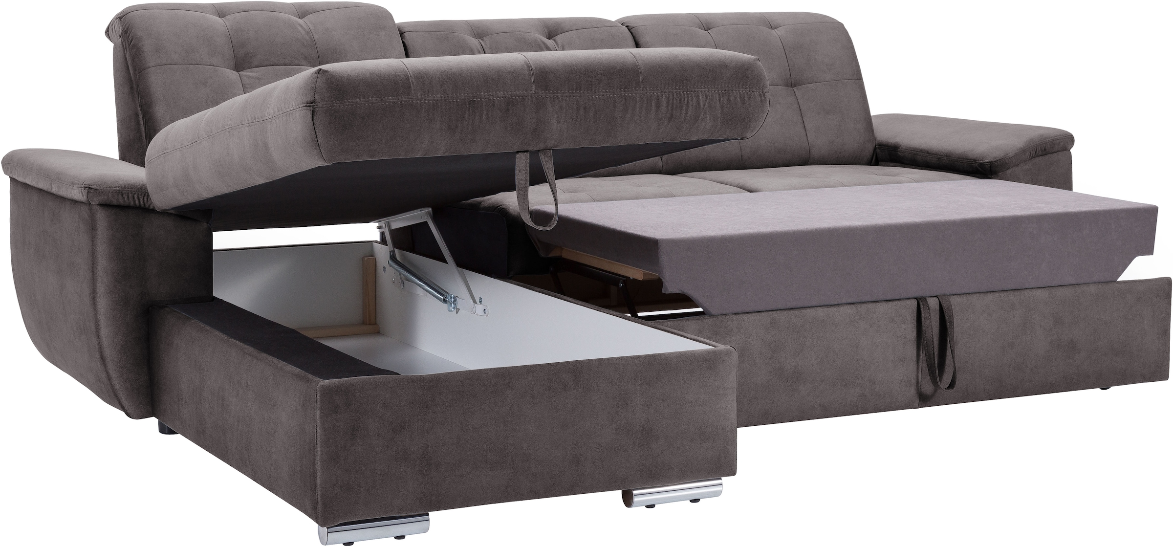exxpo - sofa fashion Ecksofa »Derby Inkl. Kopfteilverstellung, wahlw. Bett & Bettkasten, L-Form«, EXTRA an Komfort zum Relaxen, Entspannen und Wohlfühlen