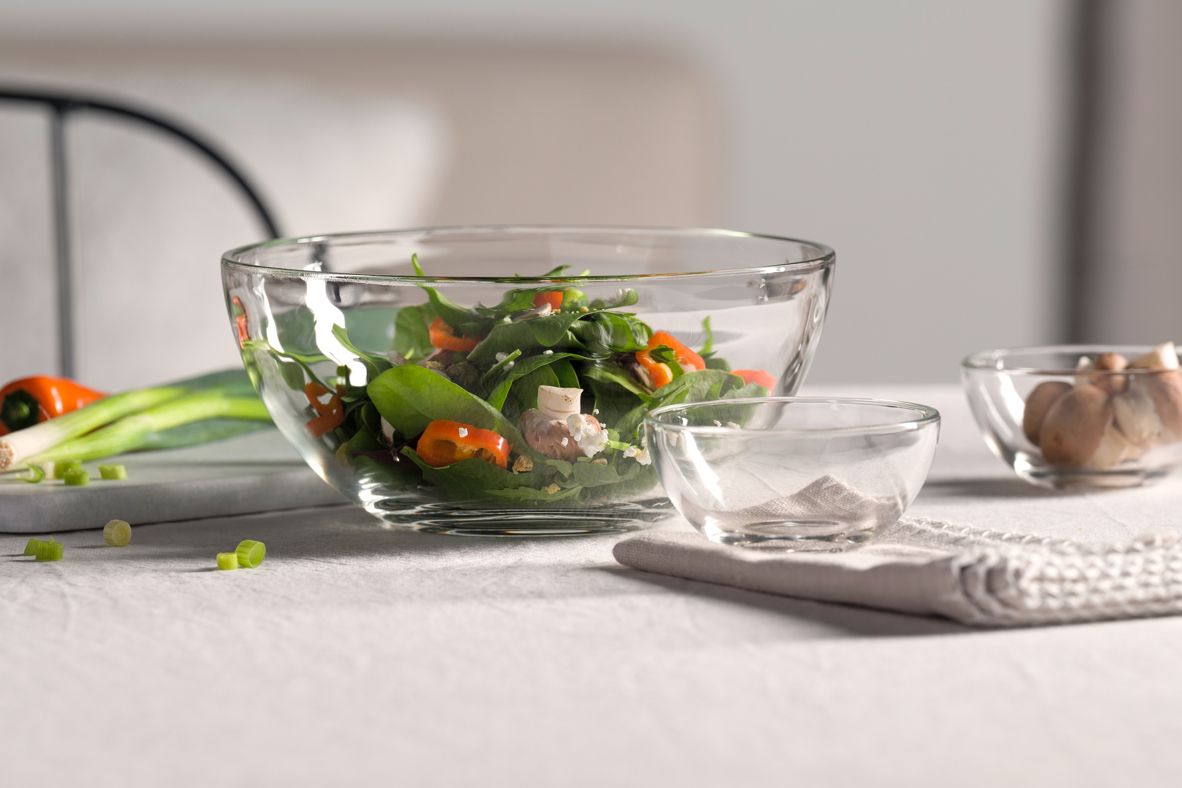 LEONARDO Schale »Schalen-Set CUCINA, 5er Set, 4x Ø 10 cm & 1x Ø 21,5 cm«, 5 tlg., aus Glas, Spülmaschinengeeignet