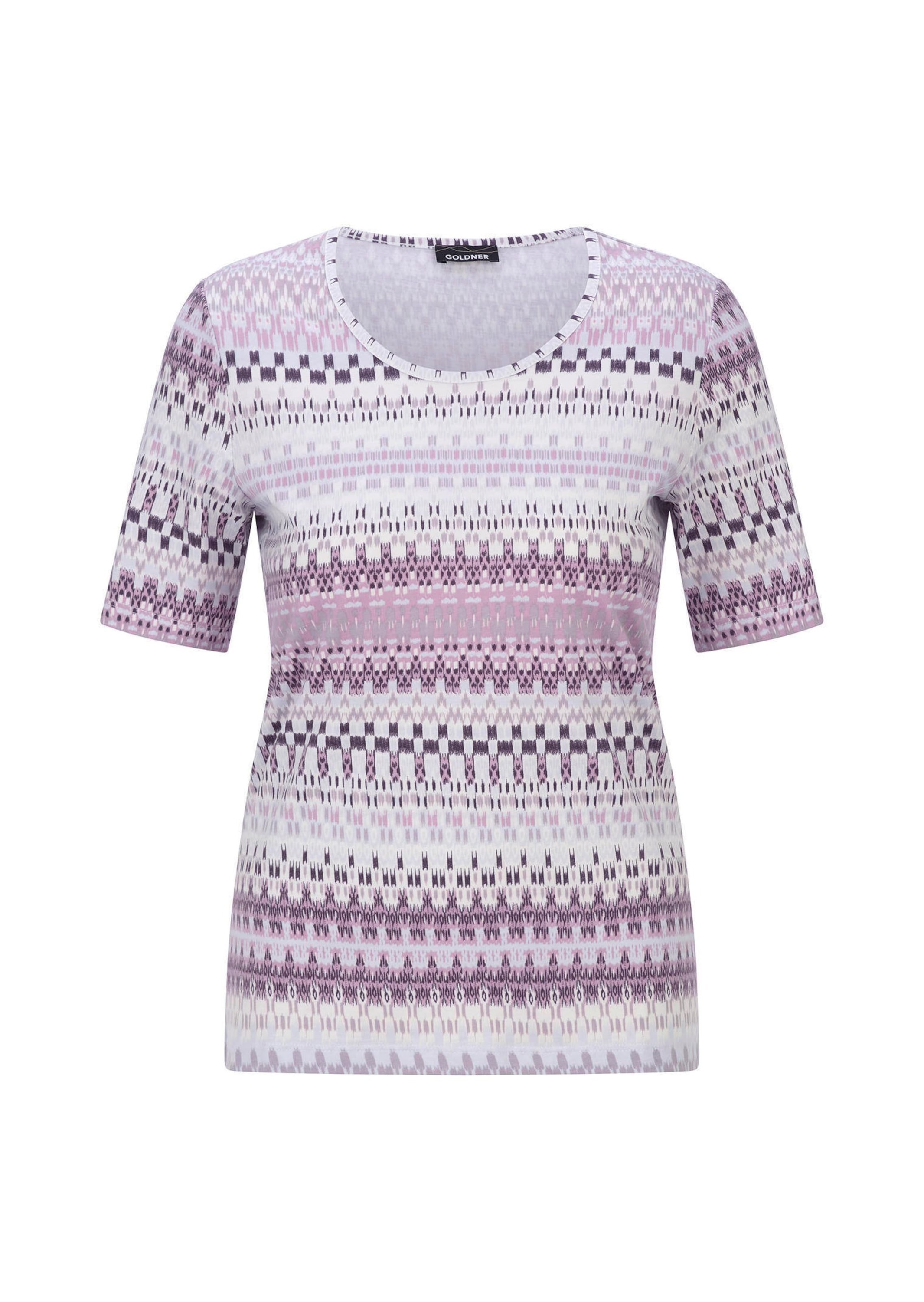GOLDNER Kurzarmshirt »Jersey-Shirt mit geometrischem All-over-Print« stretchbequemer Viskosejersey