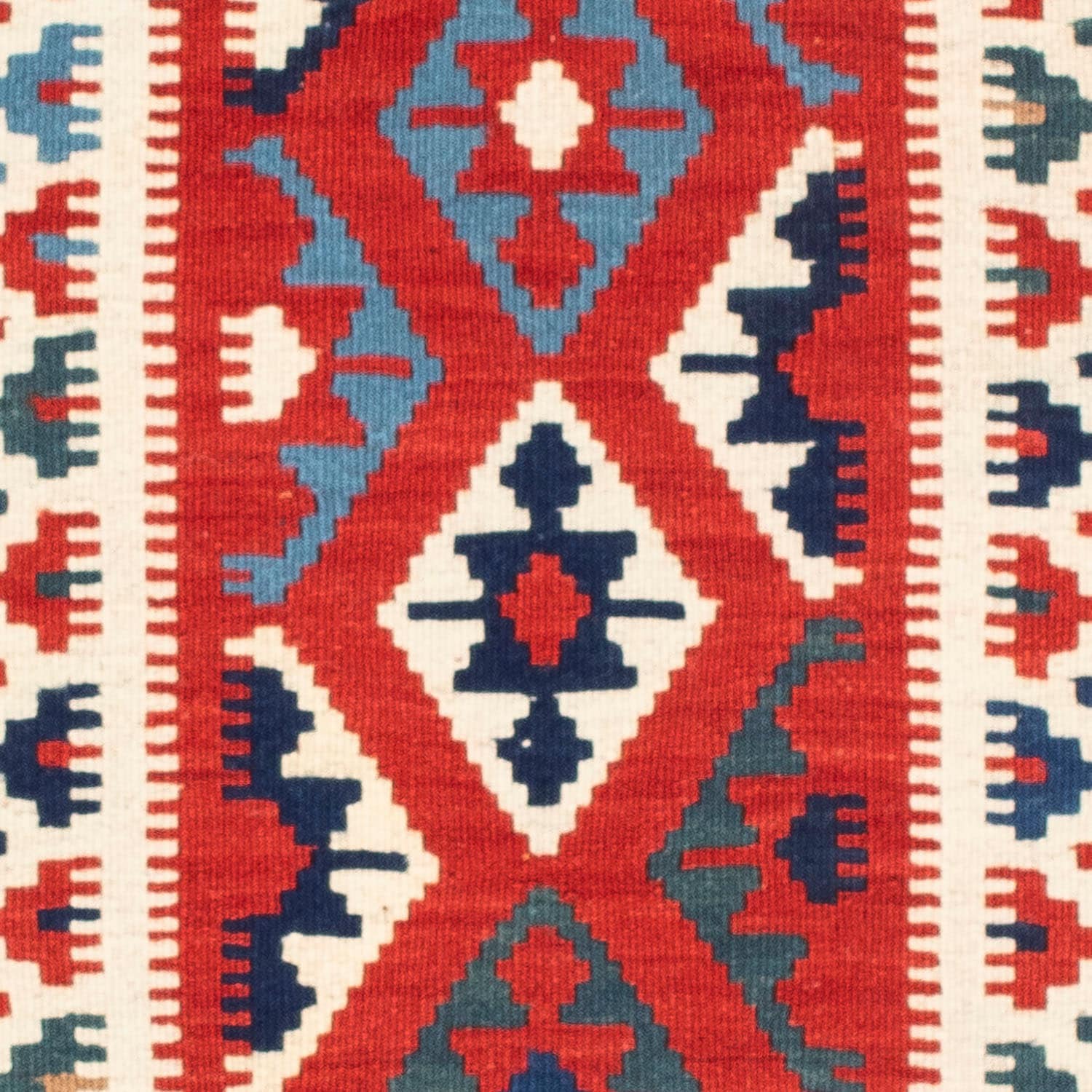 morgenland Wollteppich »Kelim - Oriental quadratisch - 98 x 93 cm - dunkelblau«, quadratisch, Wohnzimmer, Einzelstück