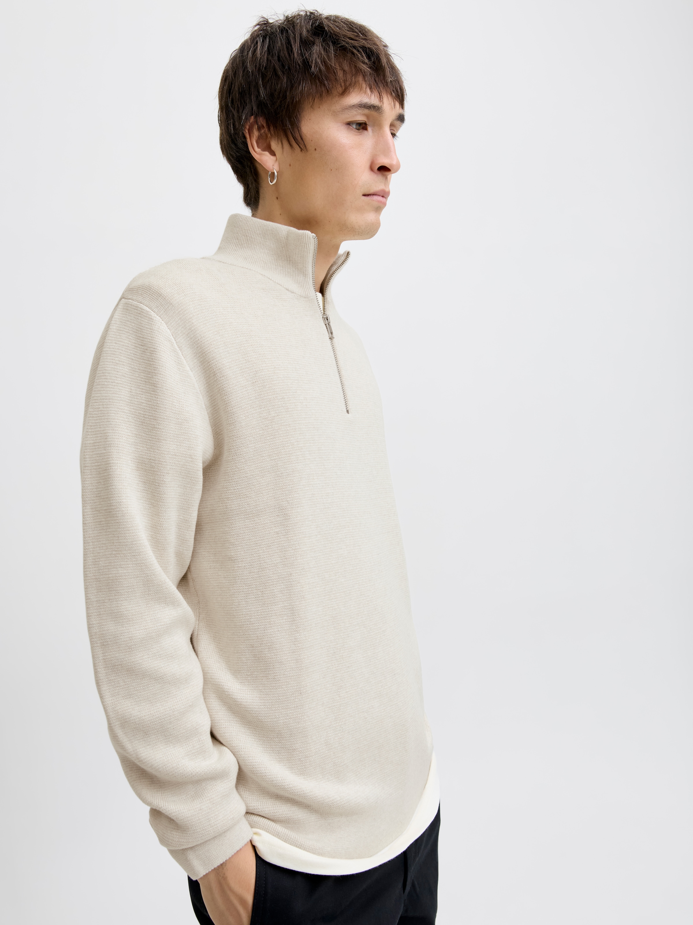 Jack & Jones Troyer »JPRBLAMILANO STITCH KNIT HALF ZIP SN«, mit kurzem Reißverschluss