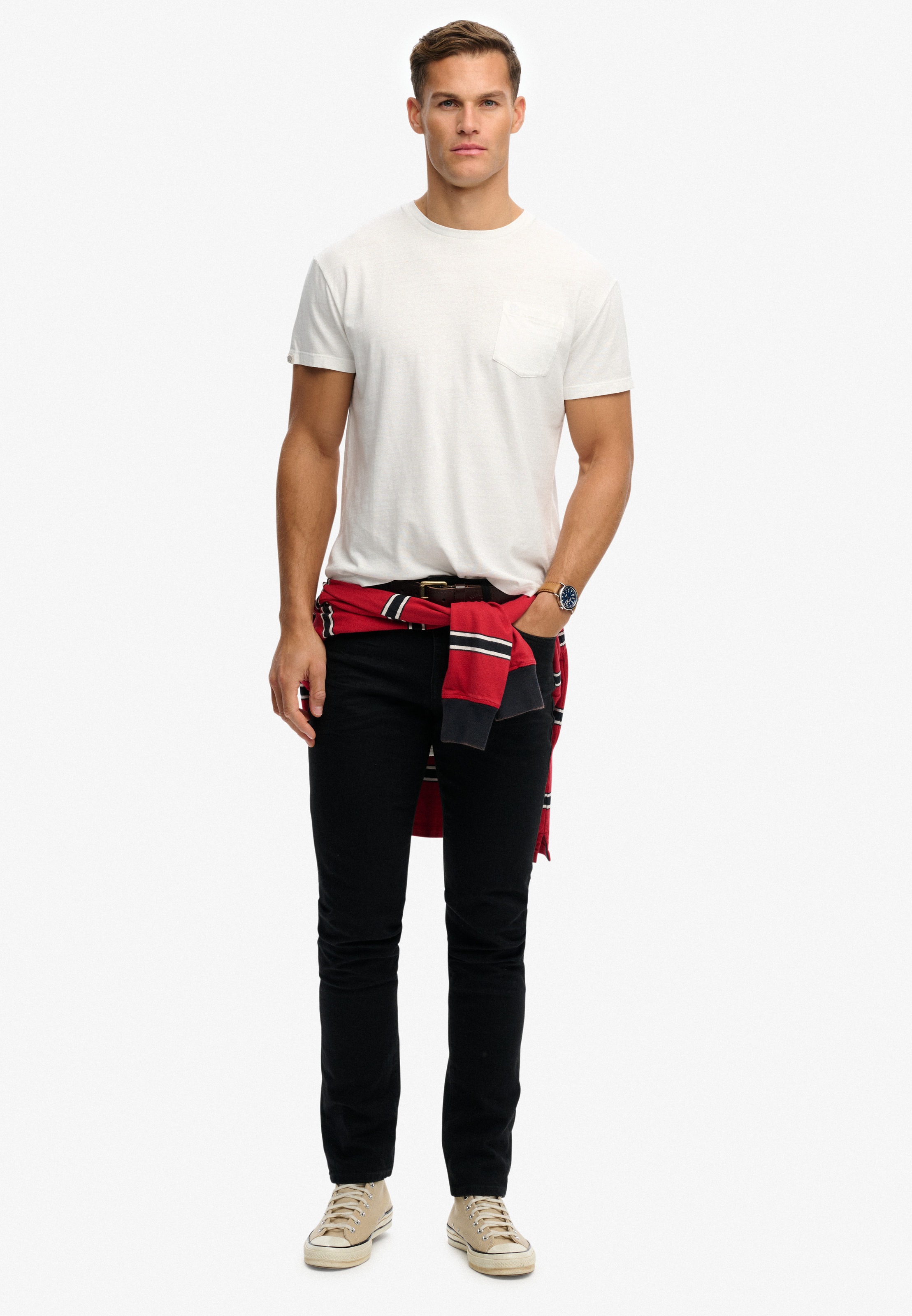 Superdry Rundhalsshirt »COTTON CLASSIC LINEN PKT TEE« aus tollem Baumwoll-Leinen-Mischgewebe