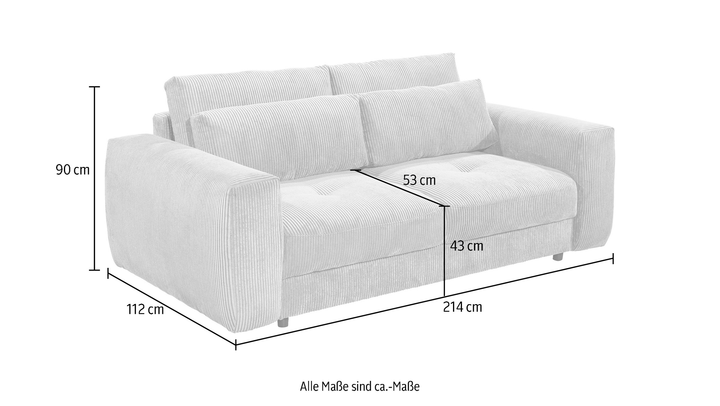 ED EXCITING DESIGN 2-Sitzer »Barura«, Big-Sofa mit 2 Nierenkissen
