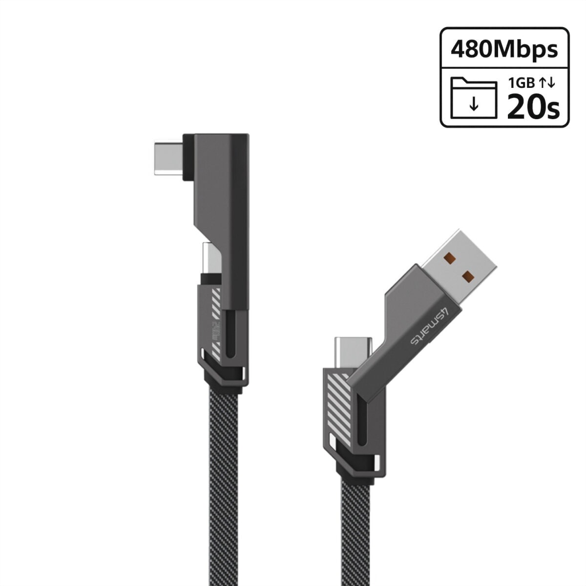 4smarts USB-Kabel »USB-C Kabel ComboCord Flat Right Angle 240W 1,5m«, USB-C, 150,00 cm