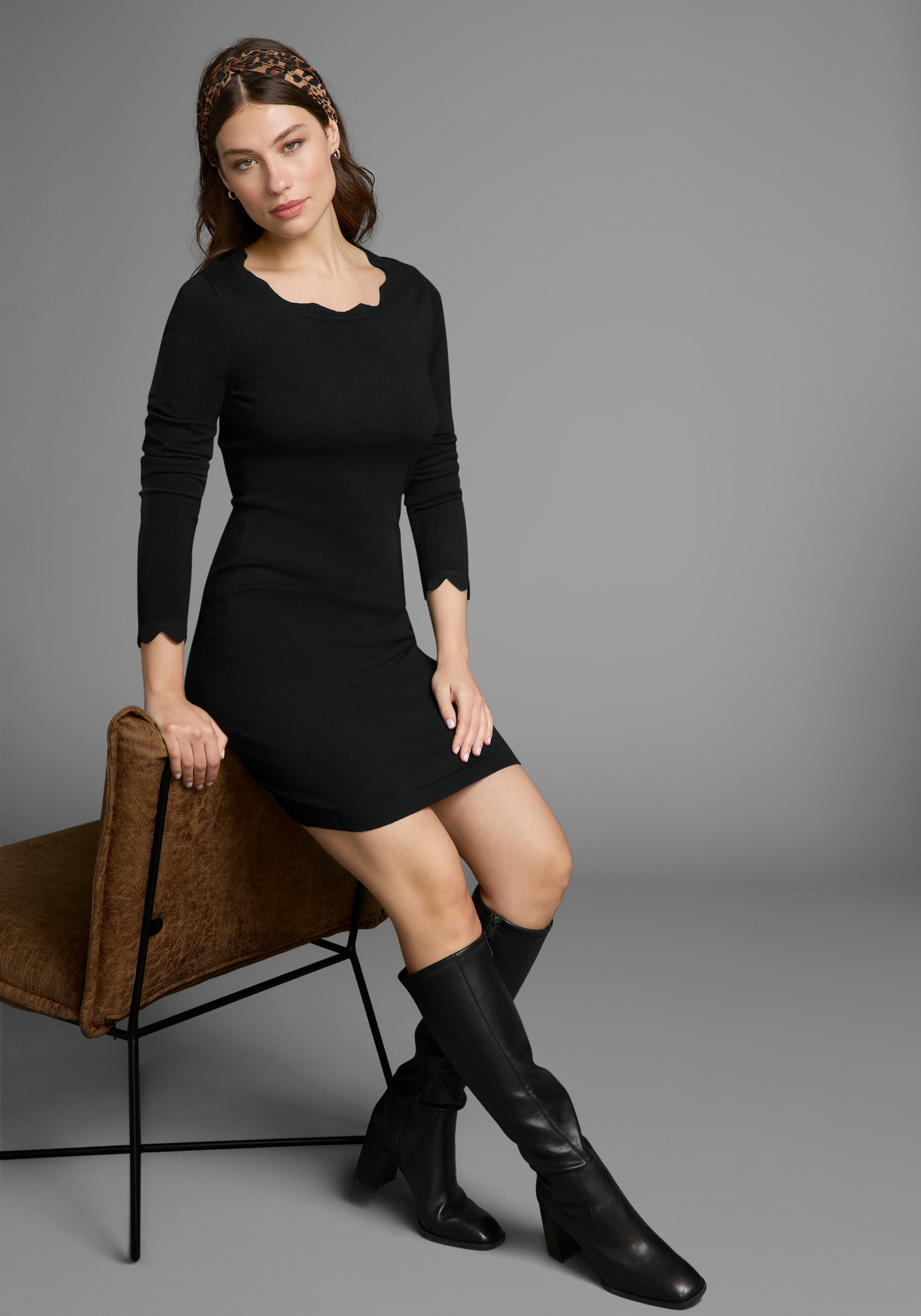 Laura Scott Strickkleid, kurzes Kleid, figurbetont, aus Viskosemischung, langärmlig