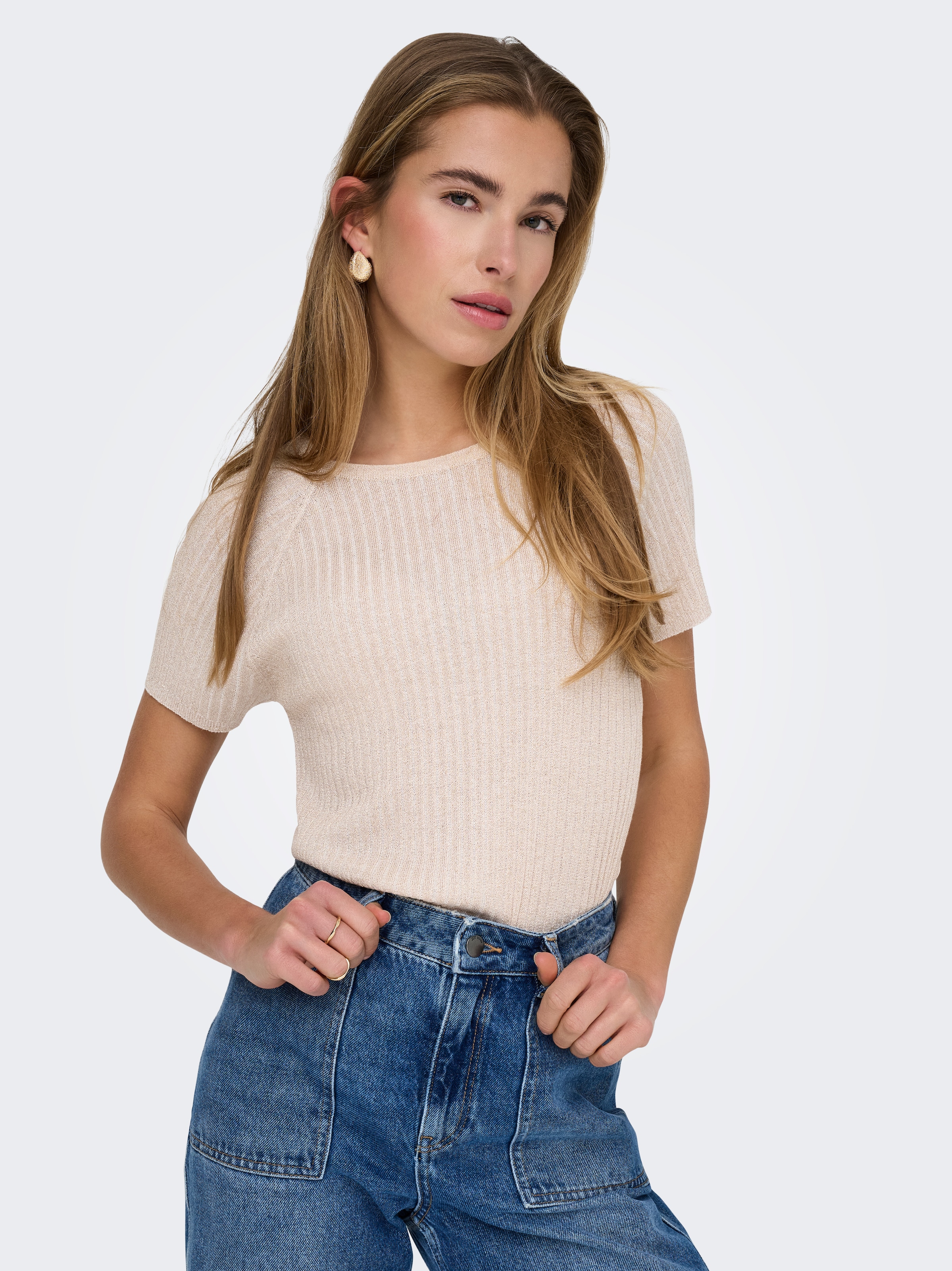 JDY Kurzarmpullover »JDYBODILLA S/S GLITTER PULLOVER KNT NOOS« mit Glitzer-Effekt