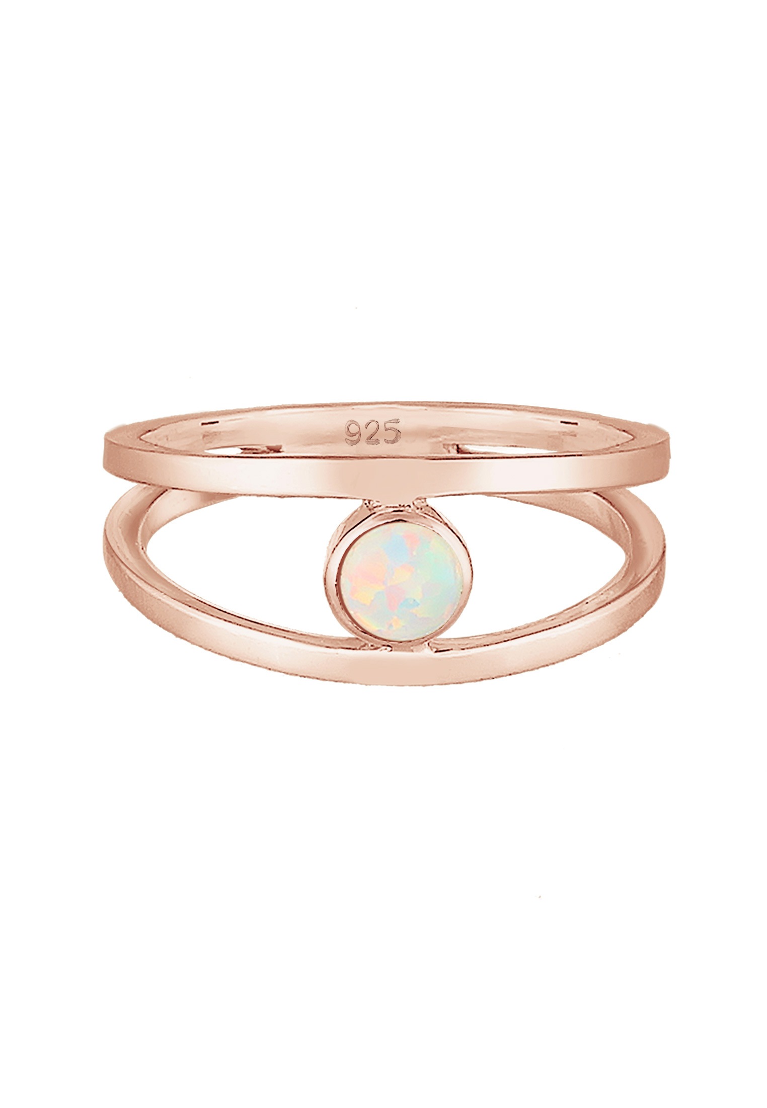 Elli Silberring »Ring Bandring Zweireihig Synthetischer Opal Weiß 925 Sterling Silber«