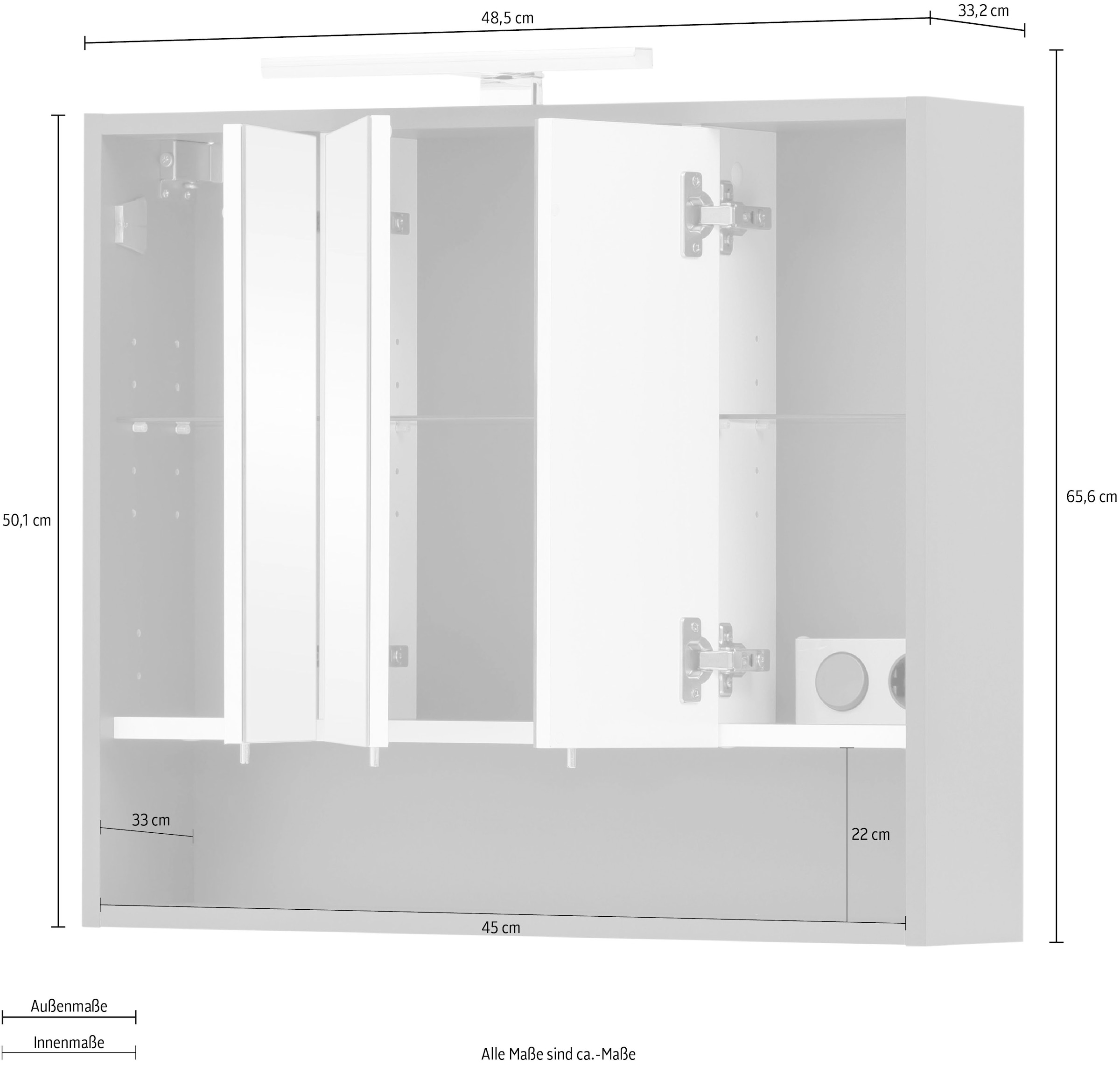 Schildmeyer Spiegelschrank »Kent«, Badmöbel. Breite 70 cm, LED-Beleuchtung  und Schalter-/Steckdosenbox online bei OTTO