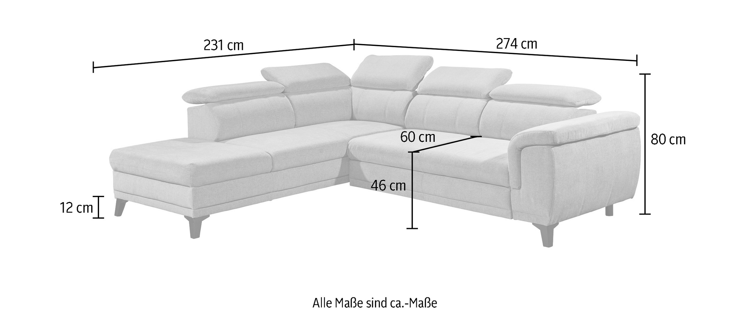 ED EXCITING DESIGN Ecksofa »Albany L-Form«, mit Bettfunktion, Bettkasten & Kopfteilverstellung
