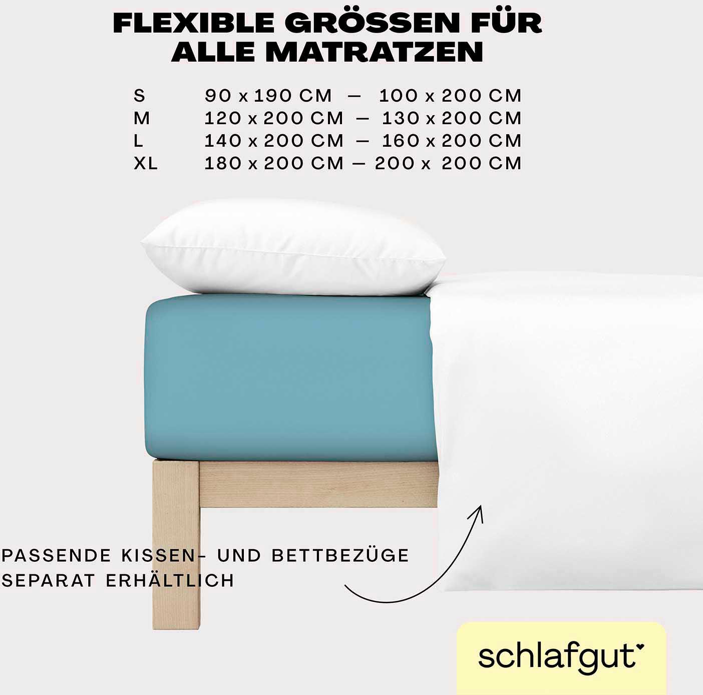 Schlafgut Spannbettlaken »EASY aus 100% Baumwolle, weich & saugfähig, Marken-Bettlaken«, für Matratzen bis 22 cm Höhe, in 90x200, 140x200 oder 180x200 cm
