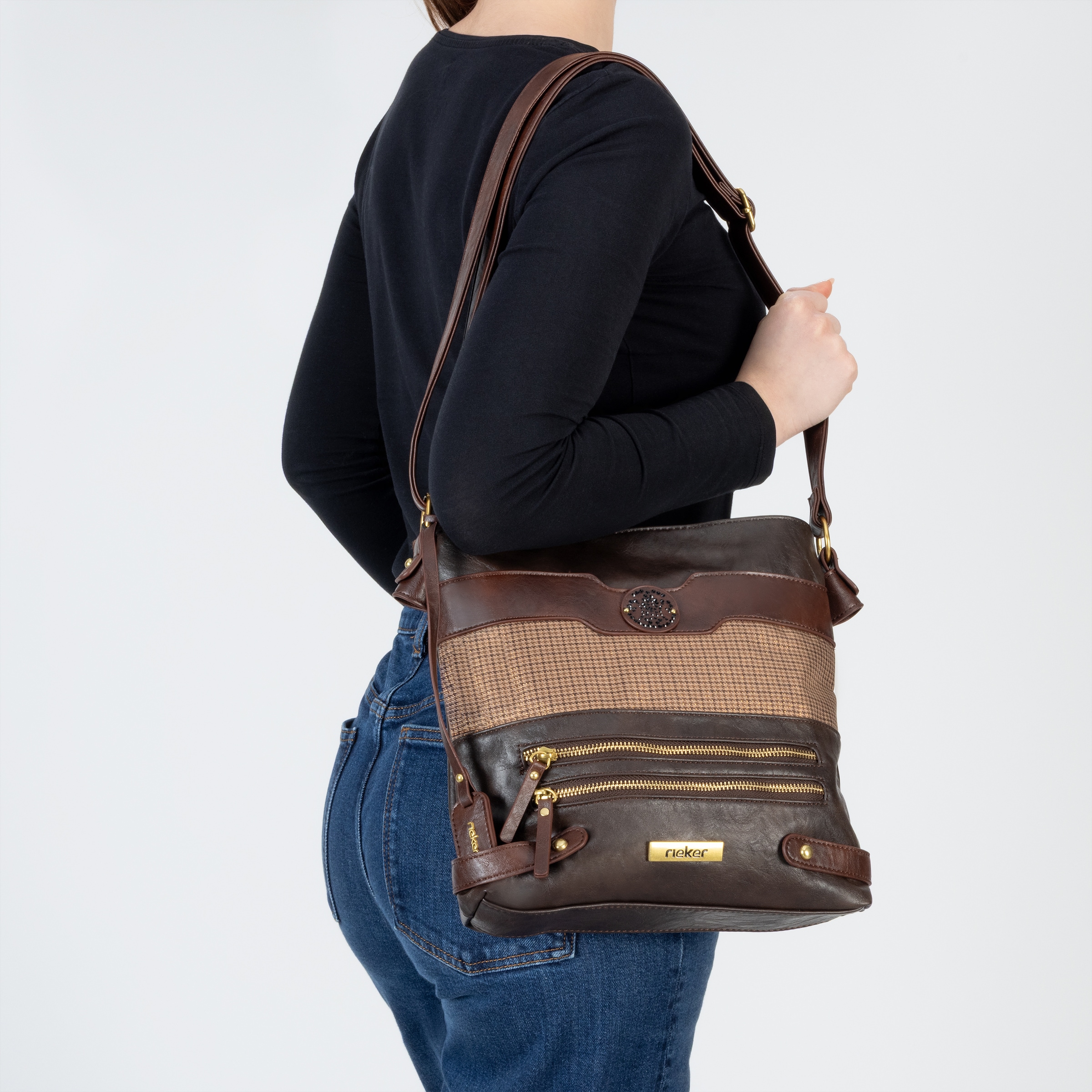 Rieker Umhängetasche Schultertasche, Damen-Tasche mit praktischem Reißverschluss-Rückfach