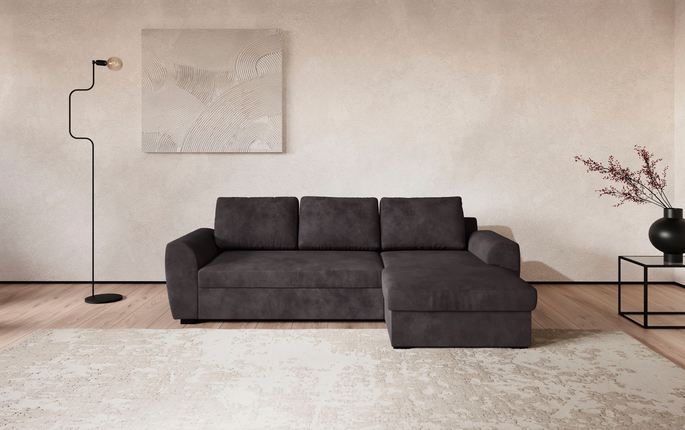 COTTA Ecksofa »Drift L-Form« optional auch mit Schlaffunktion, Wellenunterfederung
