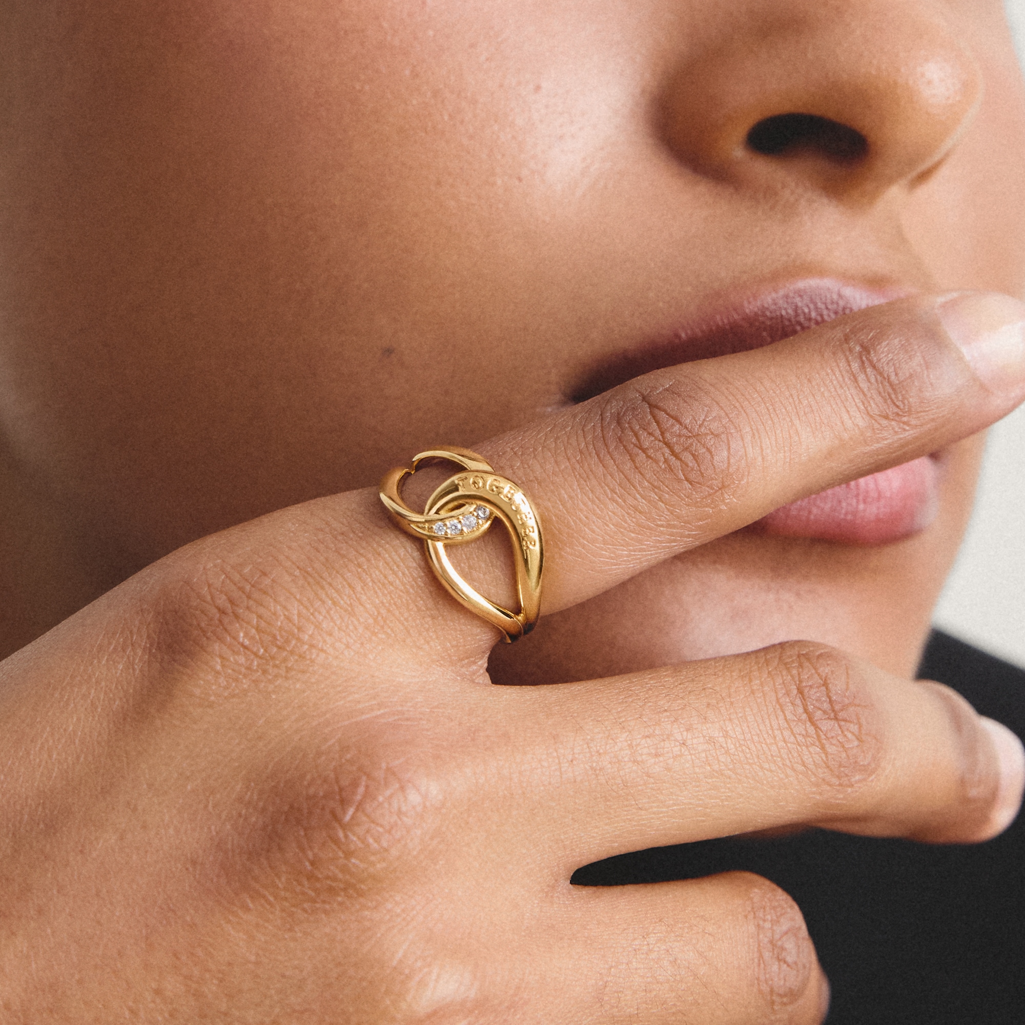 THOMAS SABO Fingerring »Together Ring gelbgoldfarben« mit Zirkonia (synth.)