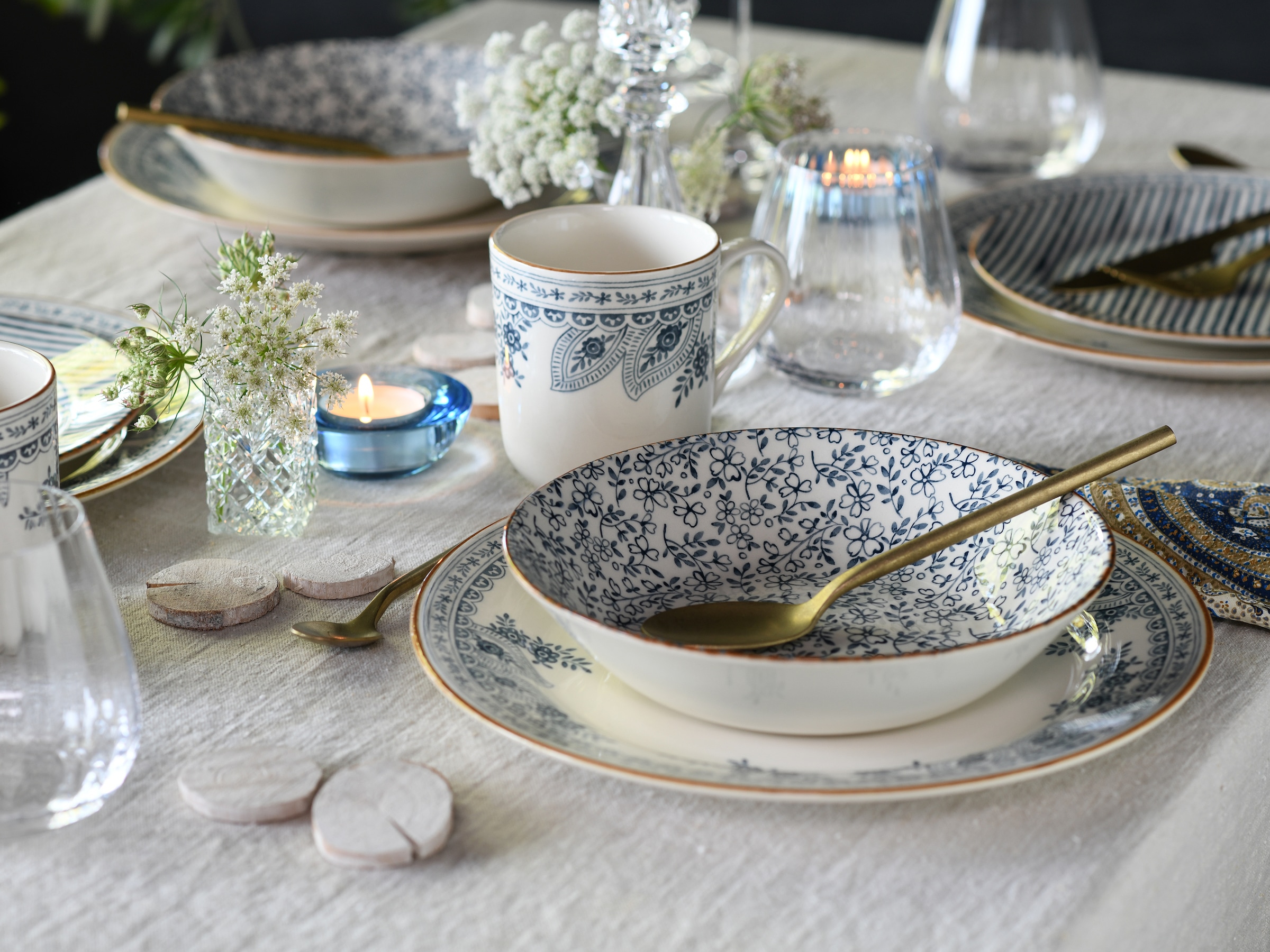 CreaTable Kombiservice »Euböa, Kombi-Service 16-tlg« Blaue Motive