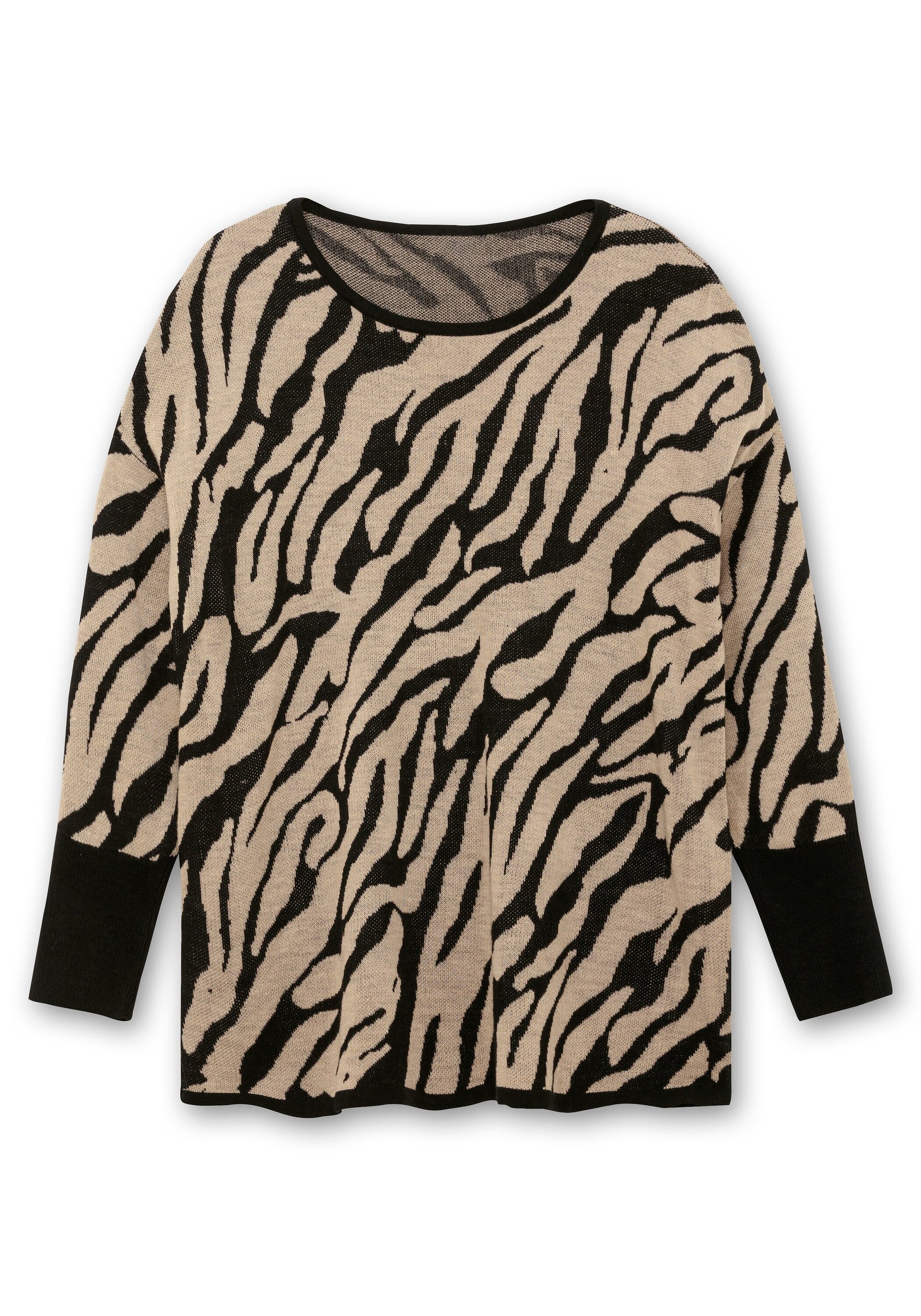 Sheego Rundhalspullover »Jacquard-Pullover mit Animalmuster und überschnittenen Schultern«