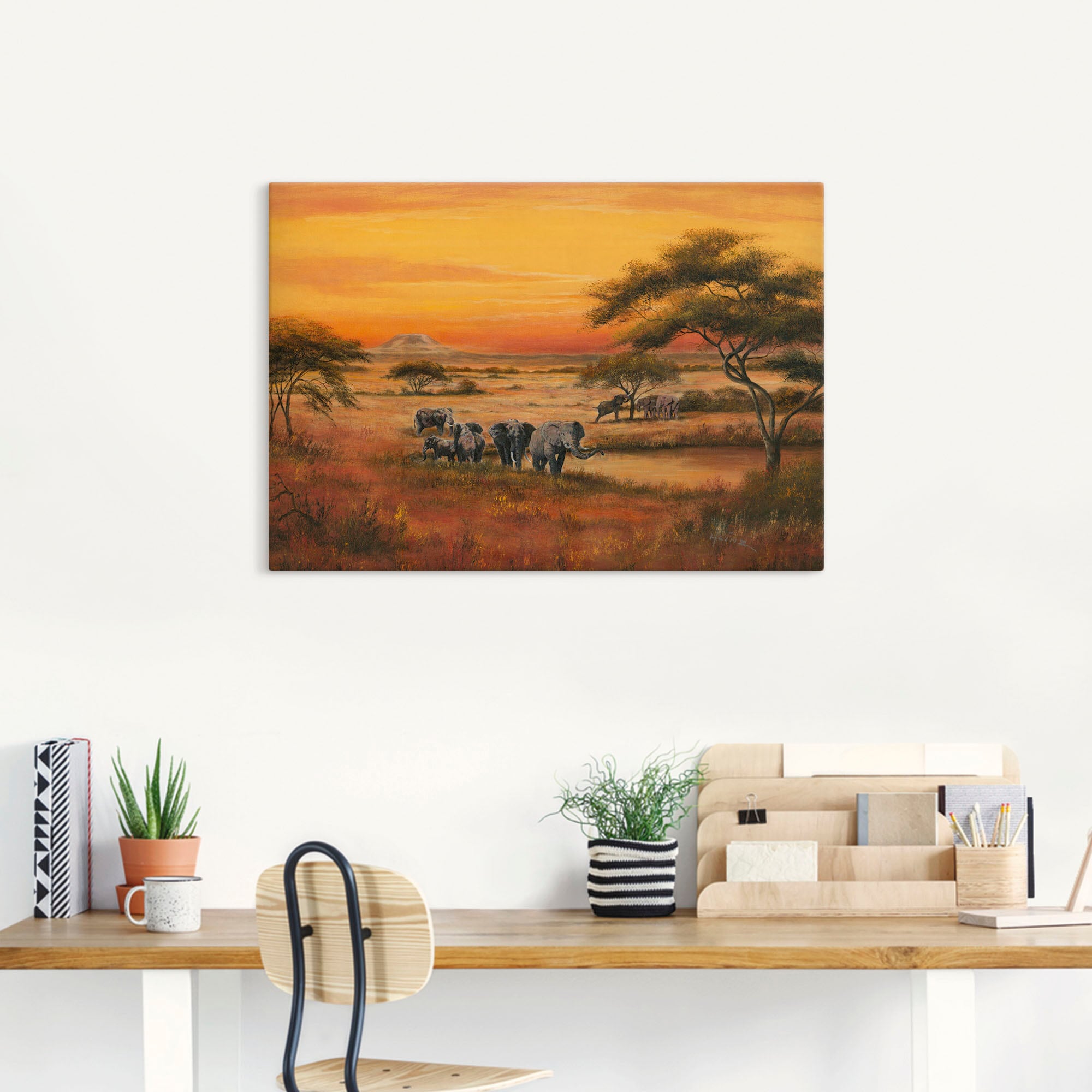 Artland Wandbild »Afrika Elefanten«, Afrika, (1 St.), als Alubild, Outdoorbild, Leinwandbild, Poster in verschied. Größen