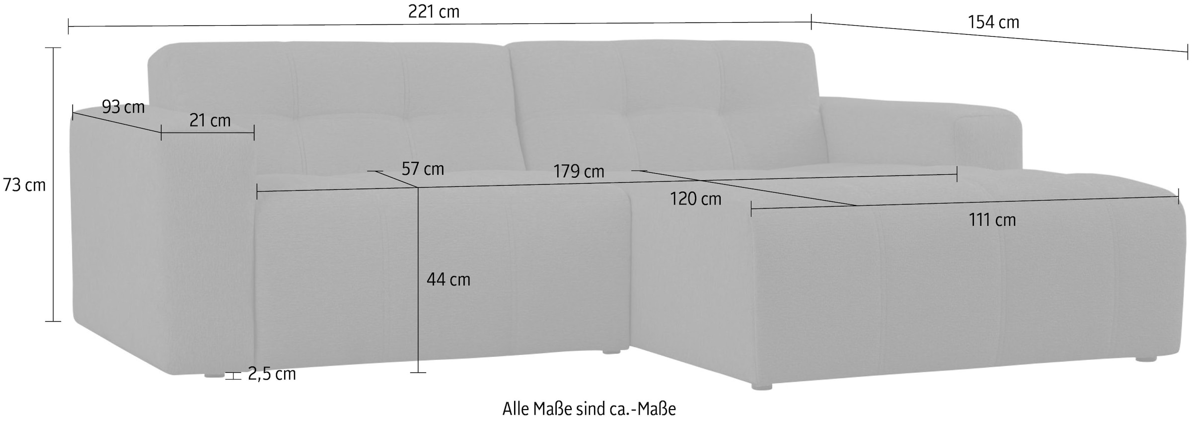 OTTO home Ecksofa »Tapley« Breite 221 cm,Boucle, Struktur fein, mit Knopfsteppung, bodentief