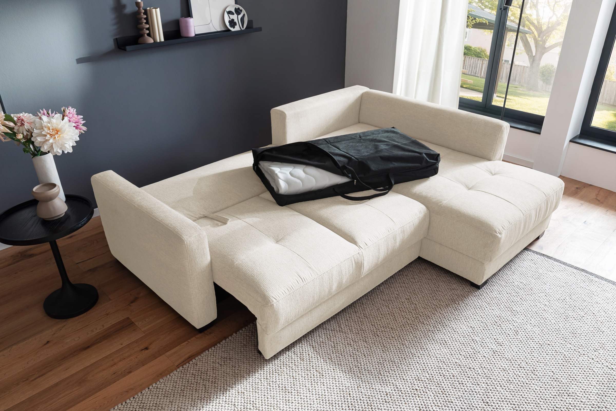 Mr. Couch Ecksofa »Pierre, L-Form mit Taschenfederkern« mit DuraSpring-Taschenfederkern bis 140 kg belastbar