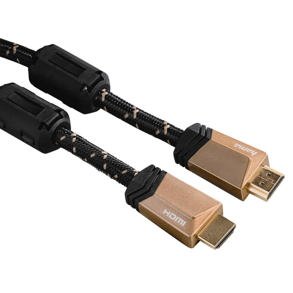 Hama HDMI-Kabel »Premium HDMI™-Kabel mit Ethernet, Stecker - Stecker, Ferrit HDMI™-Kabel Metallstecker«