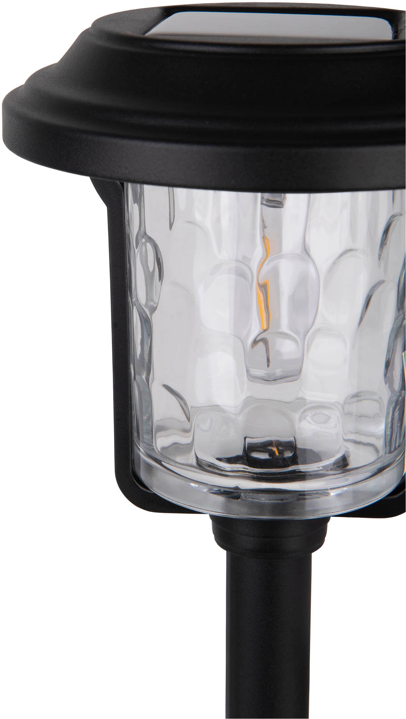 näve LED Solarleuchte »Simon« LED-Modul 1 Stk. Warmweiß Spieß schwarz, strukturierter Glasschirm , H: 54,7cm, Dämmerungssensor