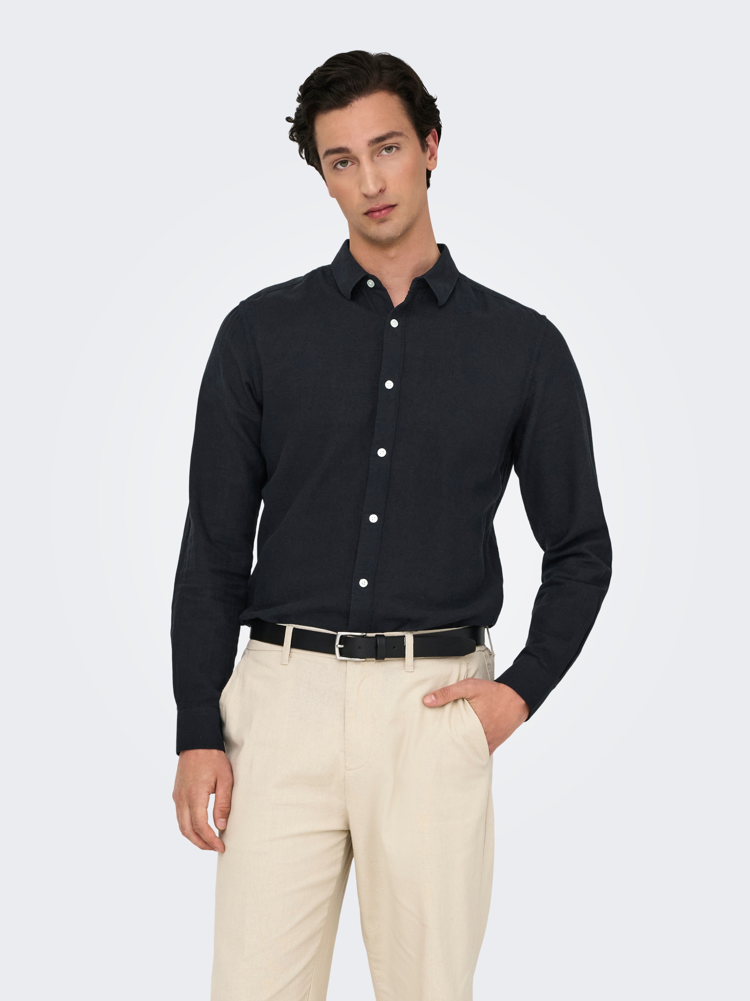 ONLY & SONS Langarmhemd »ONSCAIDEN LS SOLID LINEN SHIRT NOOS«