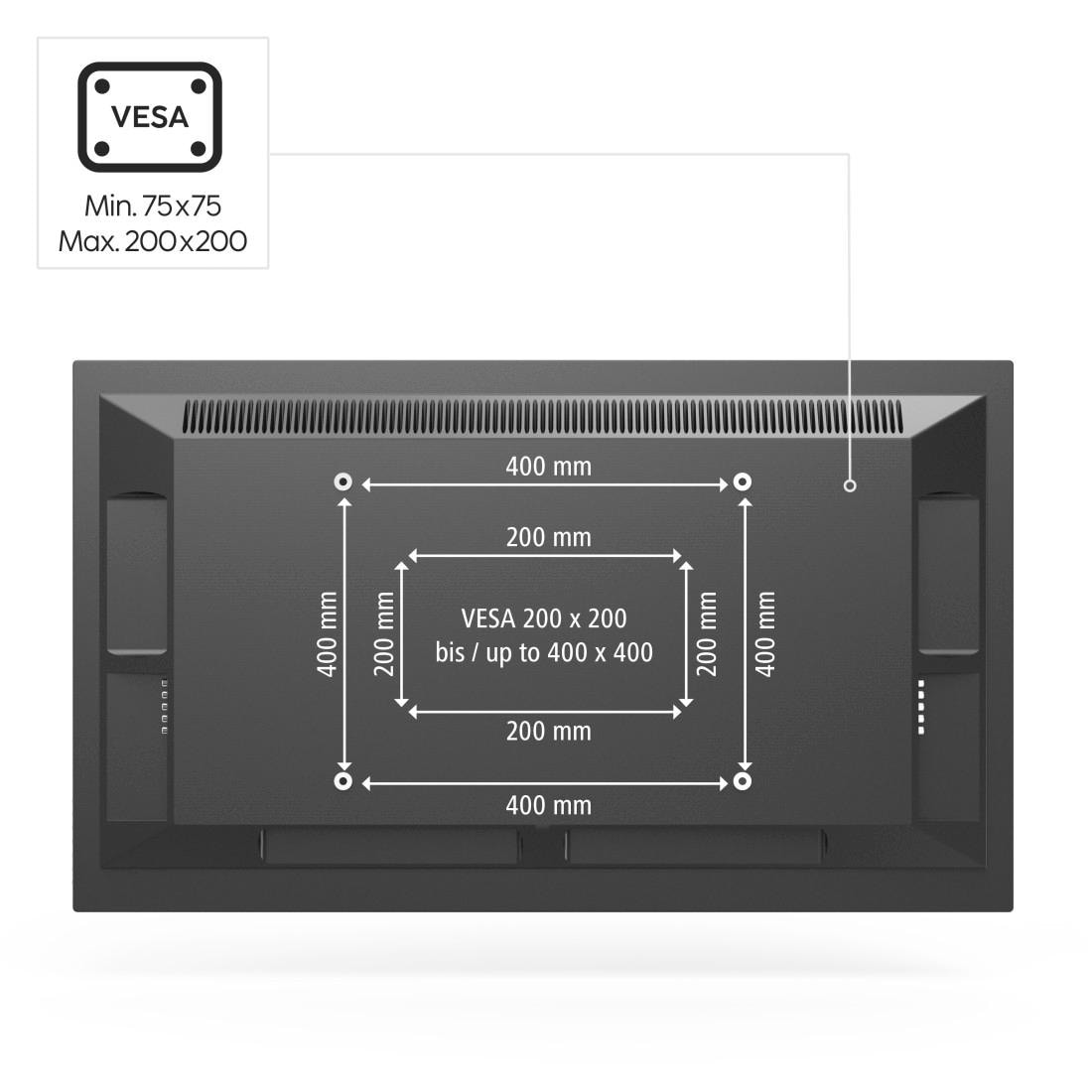 Hama TV-Deckenhalterung »Hama TV-Deckenhalterung, 117 cm (46"), Schwarz«, - VESA Standard: 100 x 100, 200 x 100, 200 x 200, 75 x 75