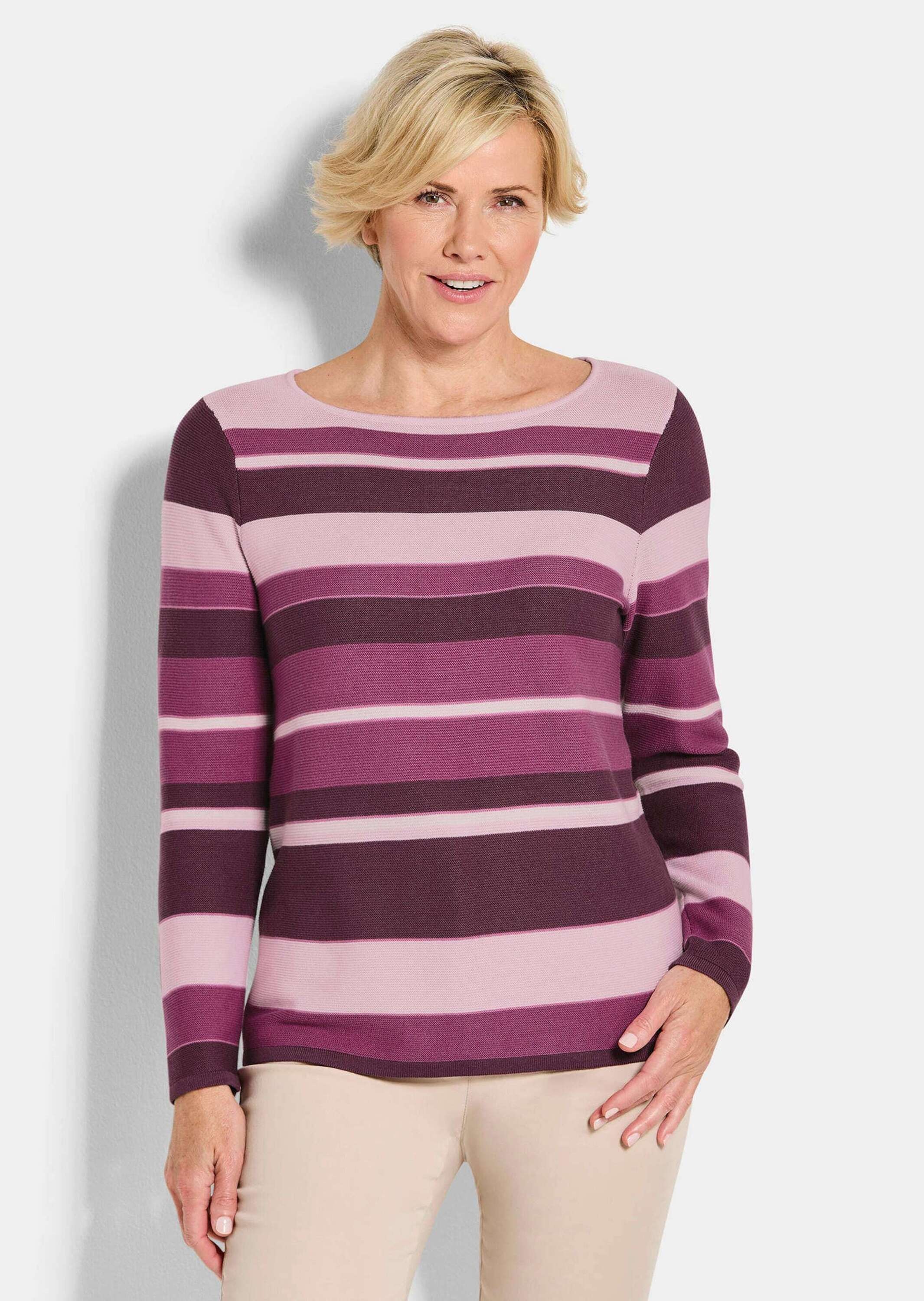 GOLDNER Rundhalspullover »Strickpullover im Ringel-Look« farbharmonischer Ringelablauf