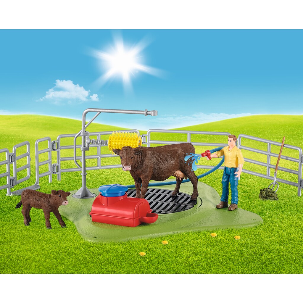 Schleich® Spielwelt »Farm World, Kuh Waschstation (42529)«, Made in Europe