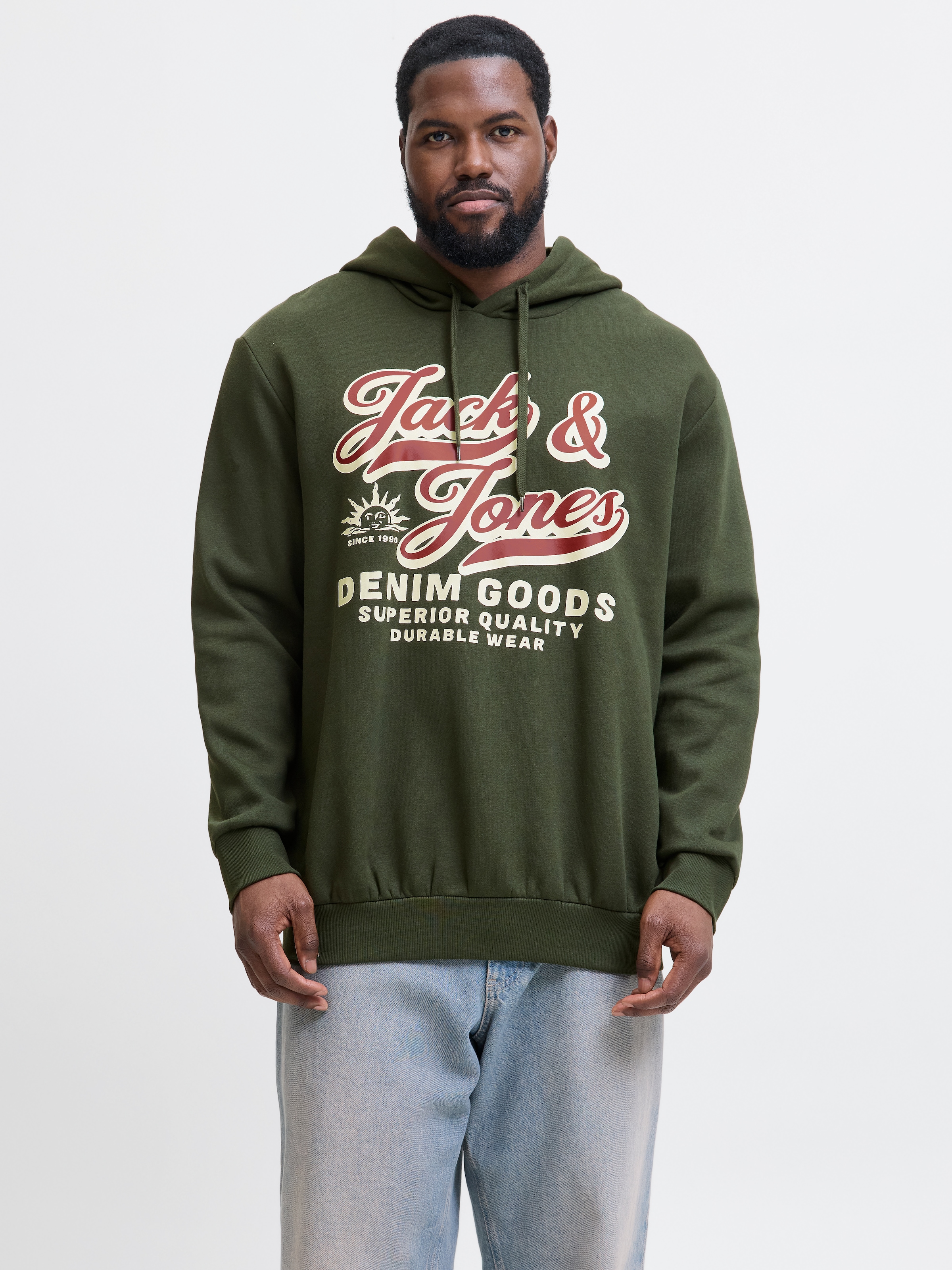 Jack & Jones PlusSize »JJELOGO SWEAT HOOD 2 COL 24/25 NOOS PLS«, mit Logo Frontprint
