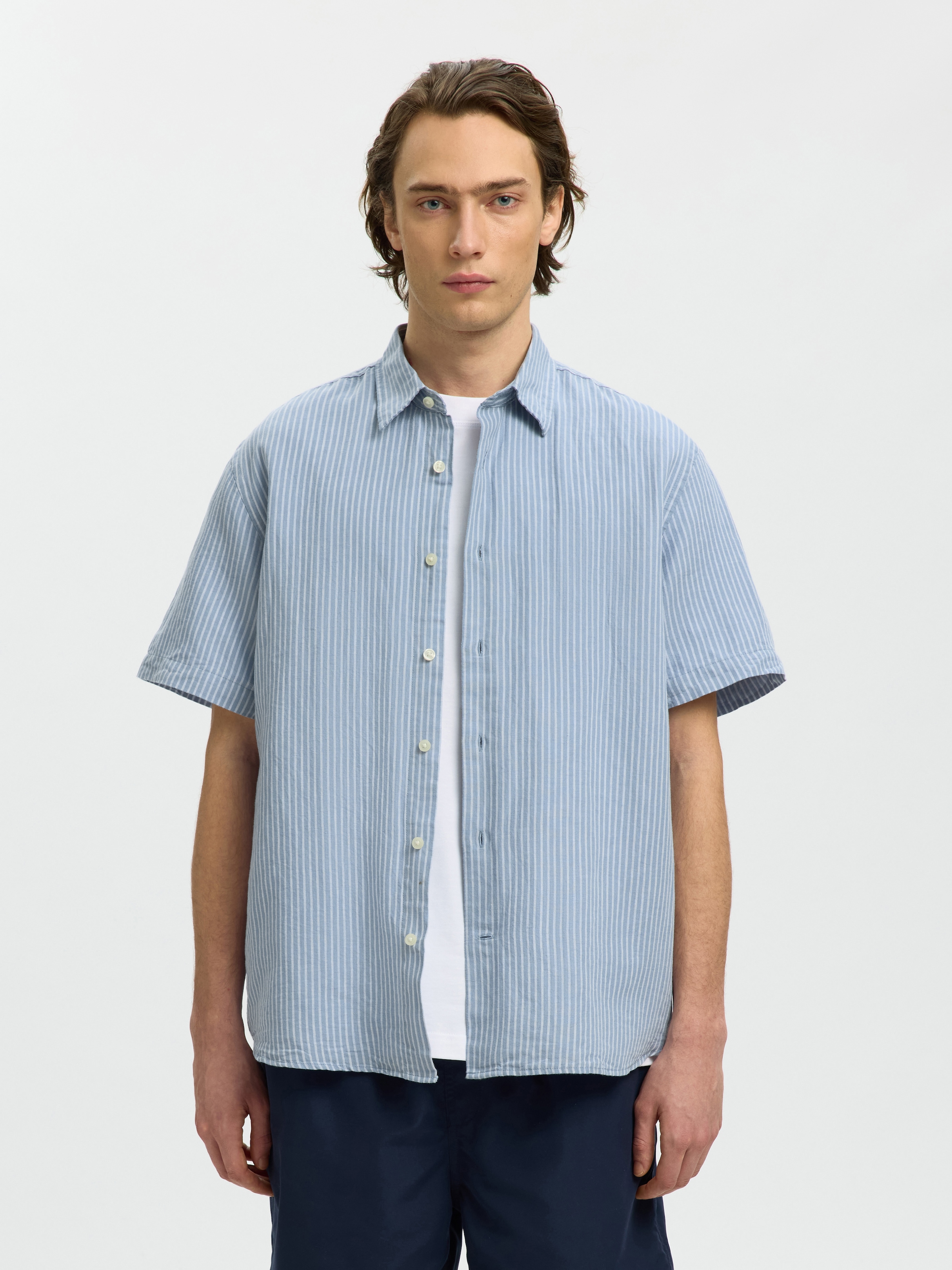 SELECTED Langarmhemd »SLHREGCLAY LINENBLEND SS SHIRT CLA NOOS«