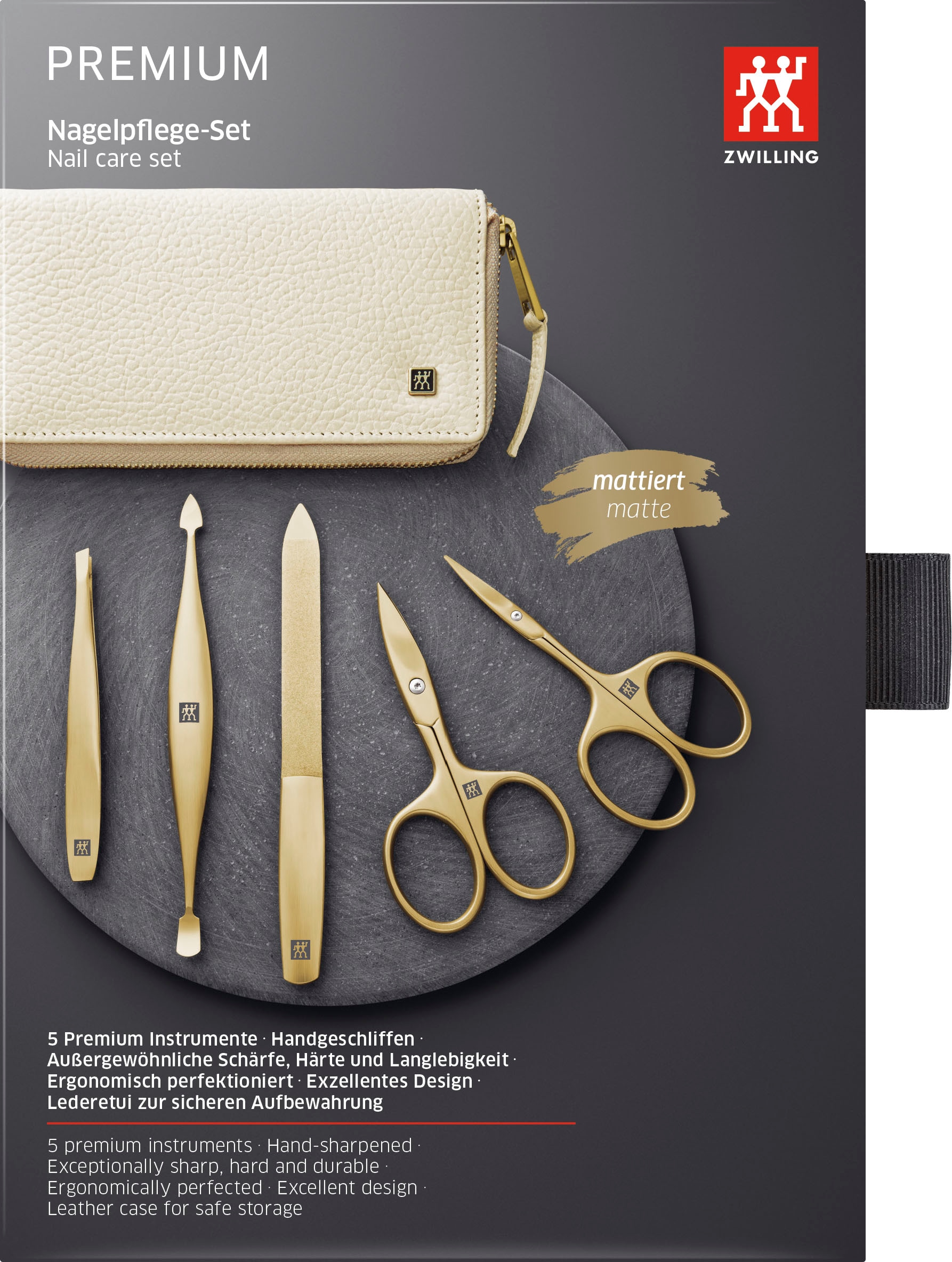 Maniküre-Etui »PREMIUM GOLD«, (Set, 5 tlg.), Nagelpflege-Set