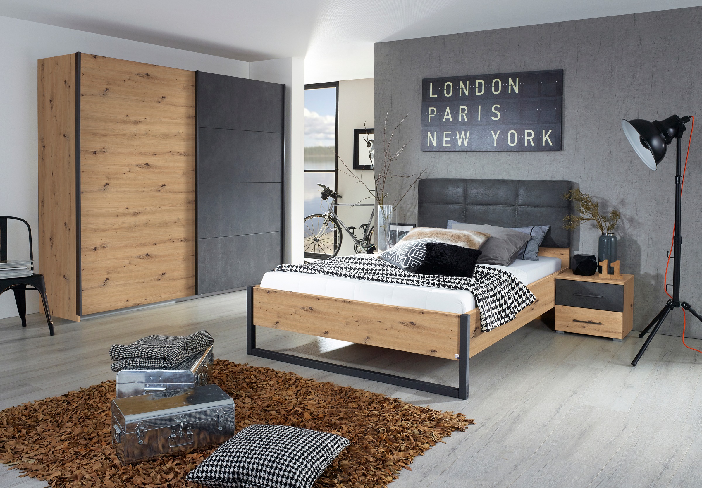 rauch Schwebetürenschrank »Tampa«, im modernen Industrial Style