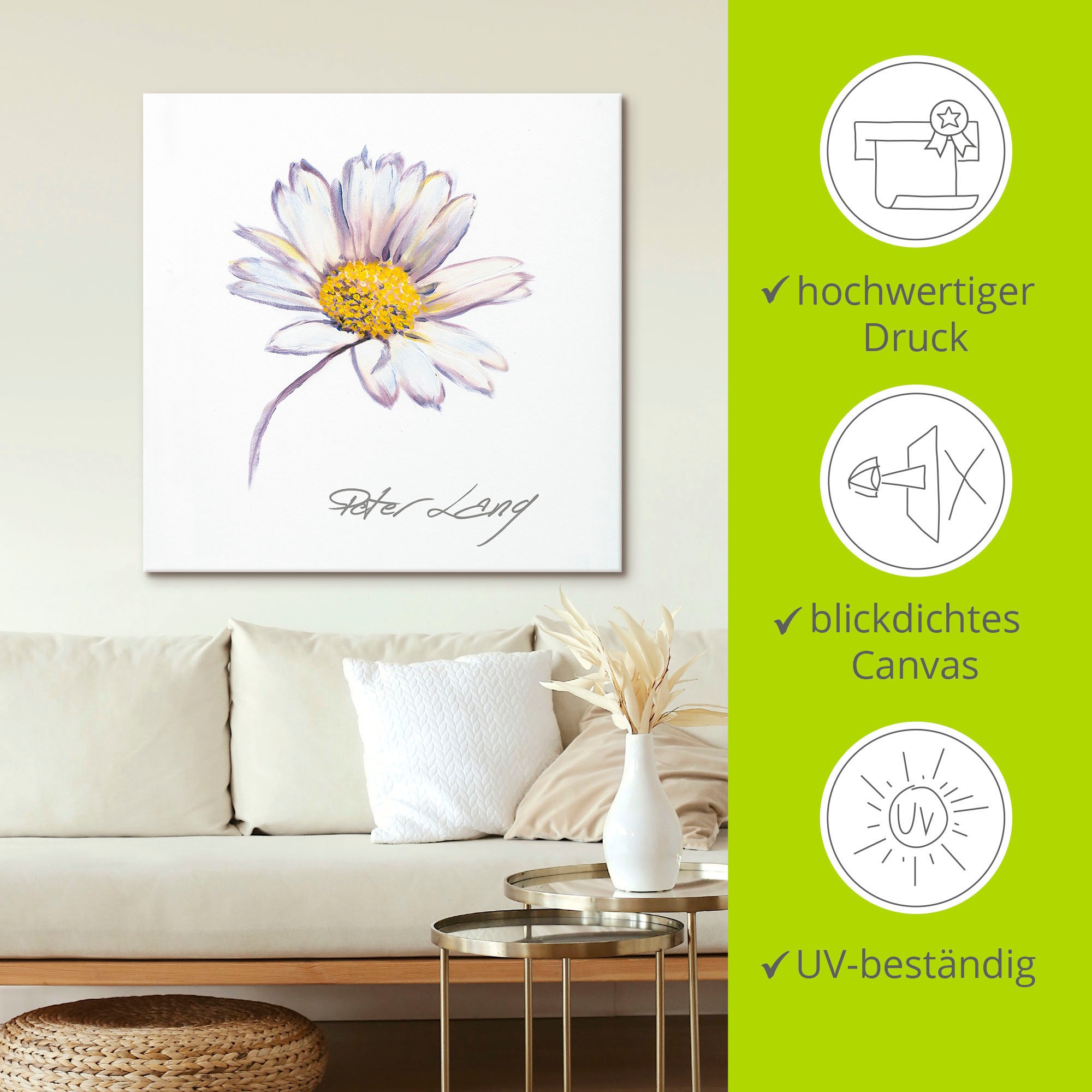 Artland Leinwandbild »Blume_weiß V«, Blumenbilder, (1 St.), auf Keilrahmen gespannt