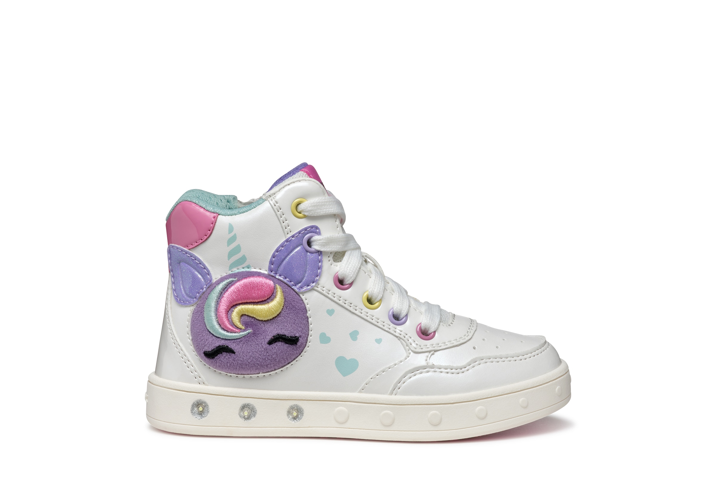 Geox Sneaker »J SKYLIN GIRL Blinkschuh«  Schnürboots, Blinkschuh mit Glitzer und Blinkfunktion
