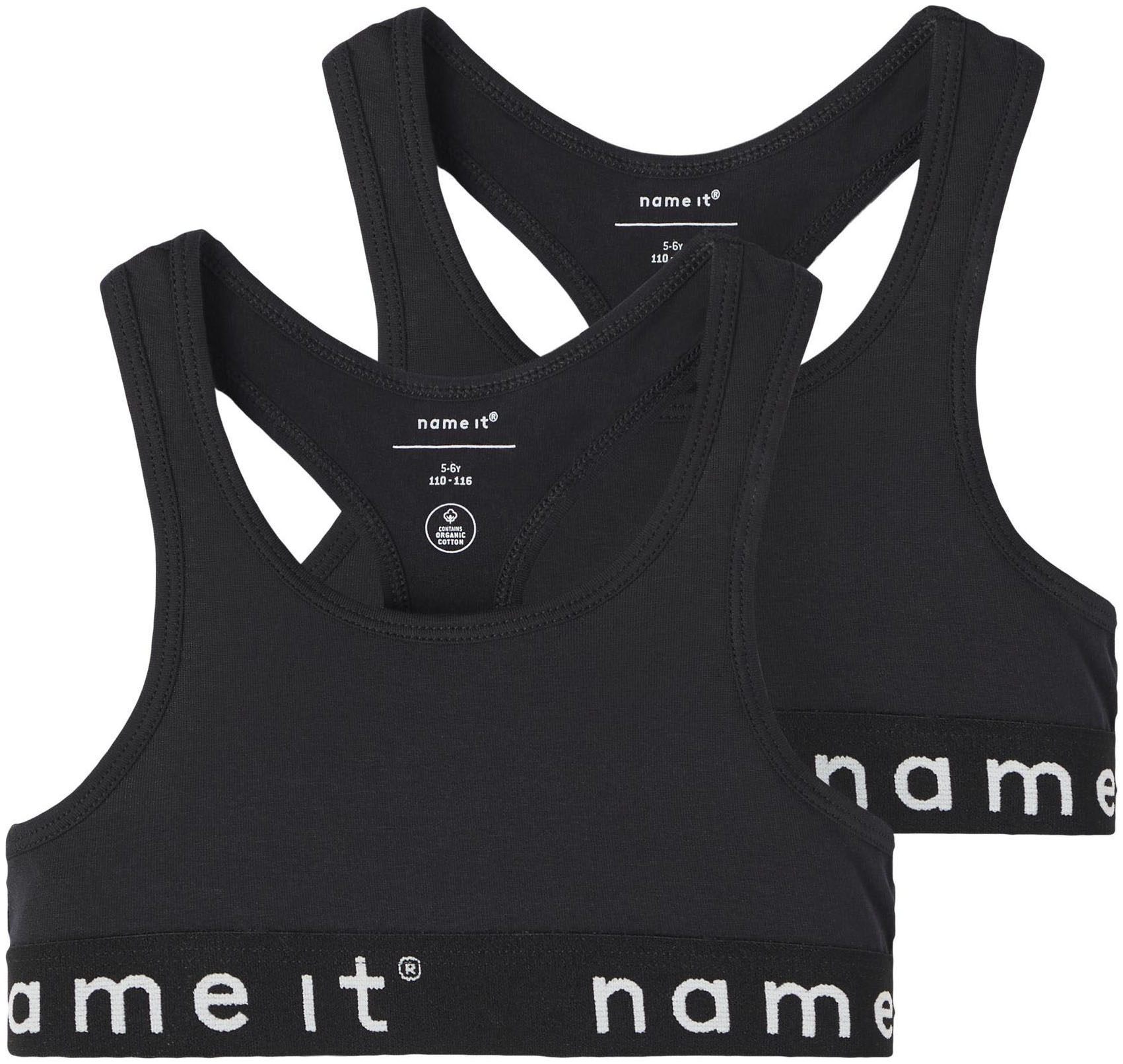 Name It Mädchen Bustier »NKFSHORT – Bralette im 2er-Set mit Ringerrücken« Packung in schwarz, Größe N-Gr