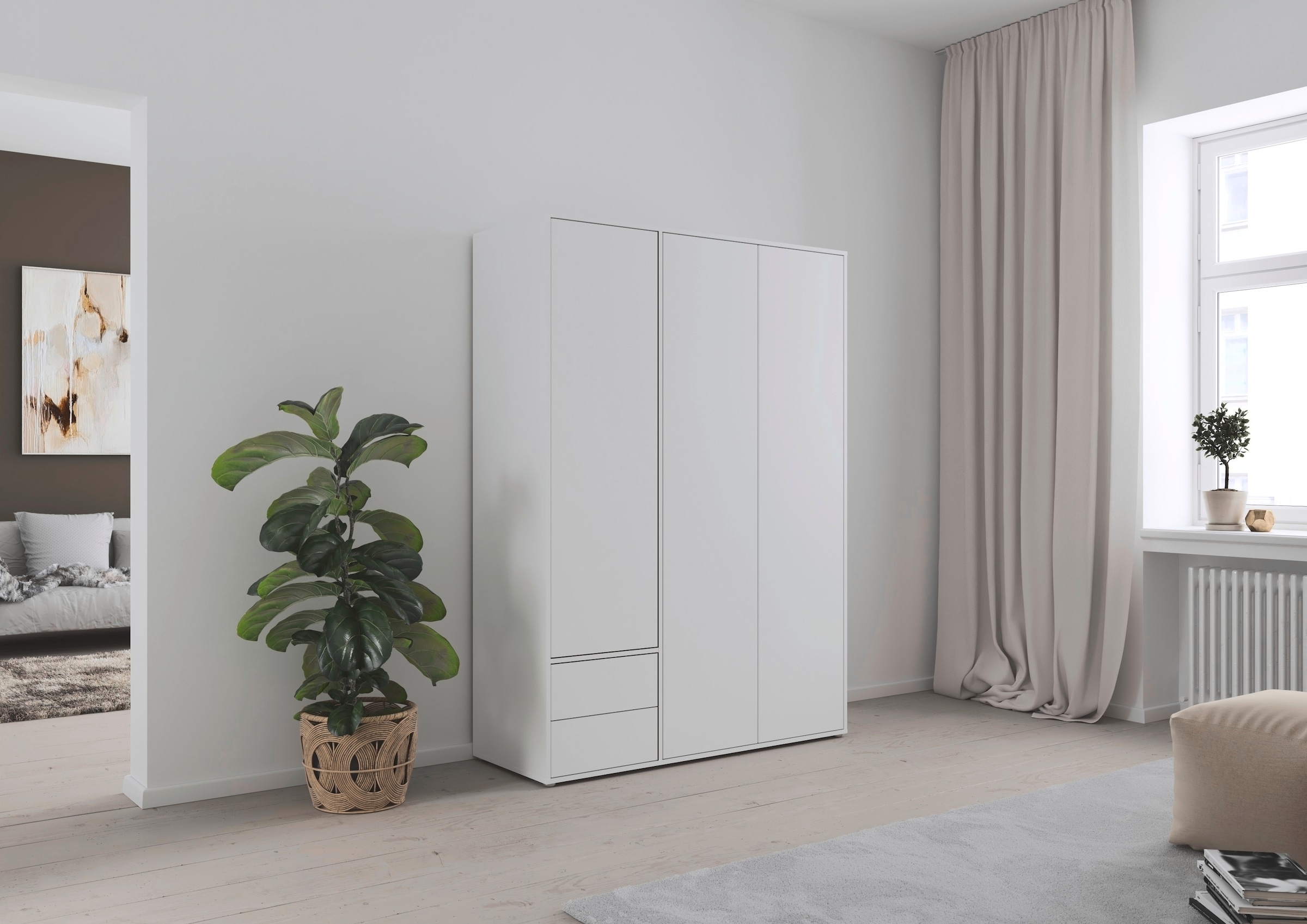 rauch Drehtürenschrank »Kleiderschrank Schrank Garderobe Wäscheschrank NABILA viel Stauraum« in 3 verschiedenen Ausstattungen BASIC/CLASSIC/PREMIUM,  mit 2 Schubladen und Push-to-Open Funktion TOPSELLER MADE IN GERMANY