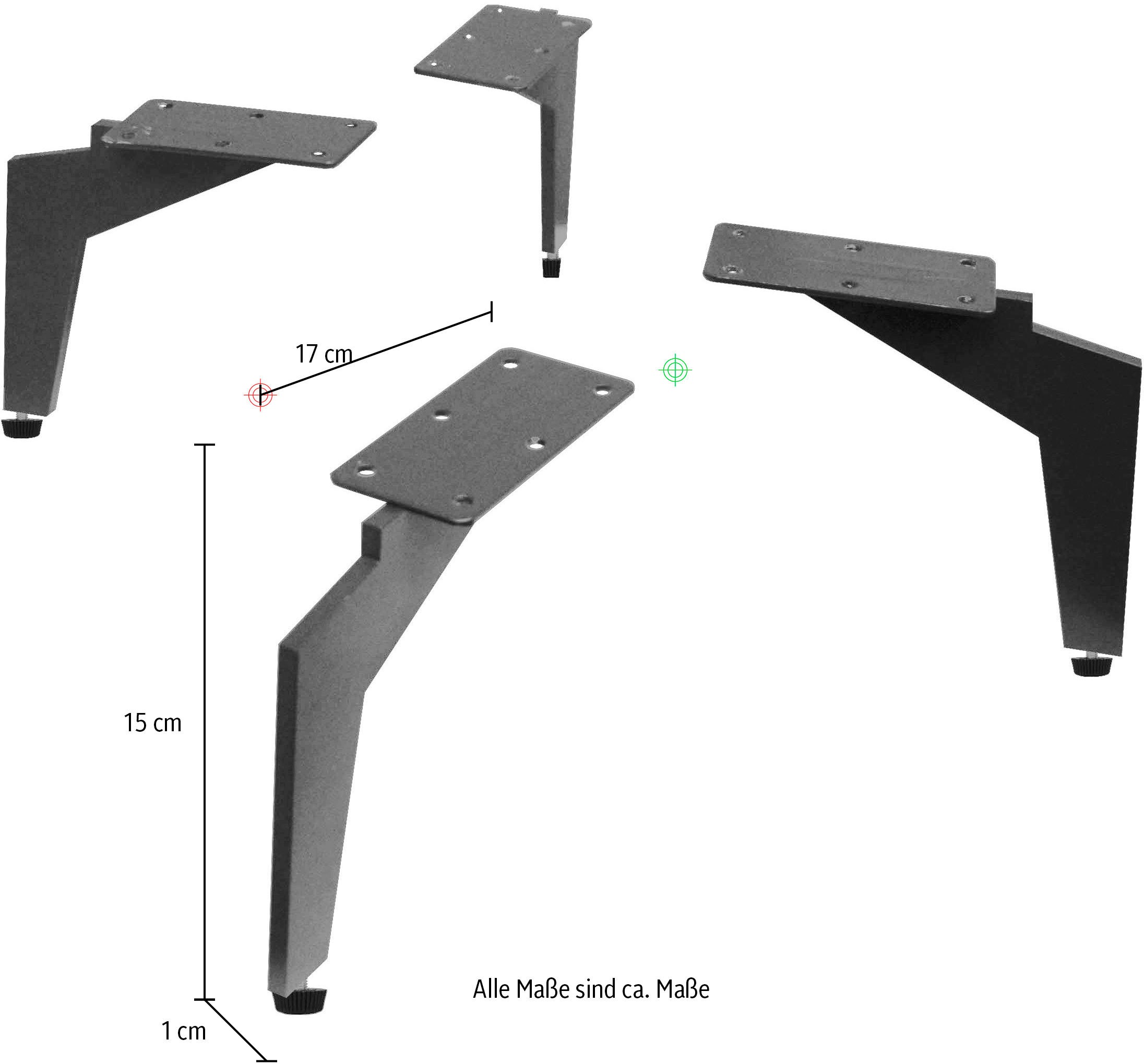 set one by Musterring Möbelfuß »Riverside«, 4er Set Metallfüße, Fußhöhe 15cm