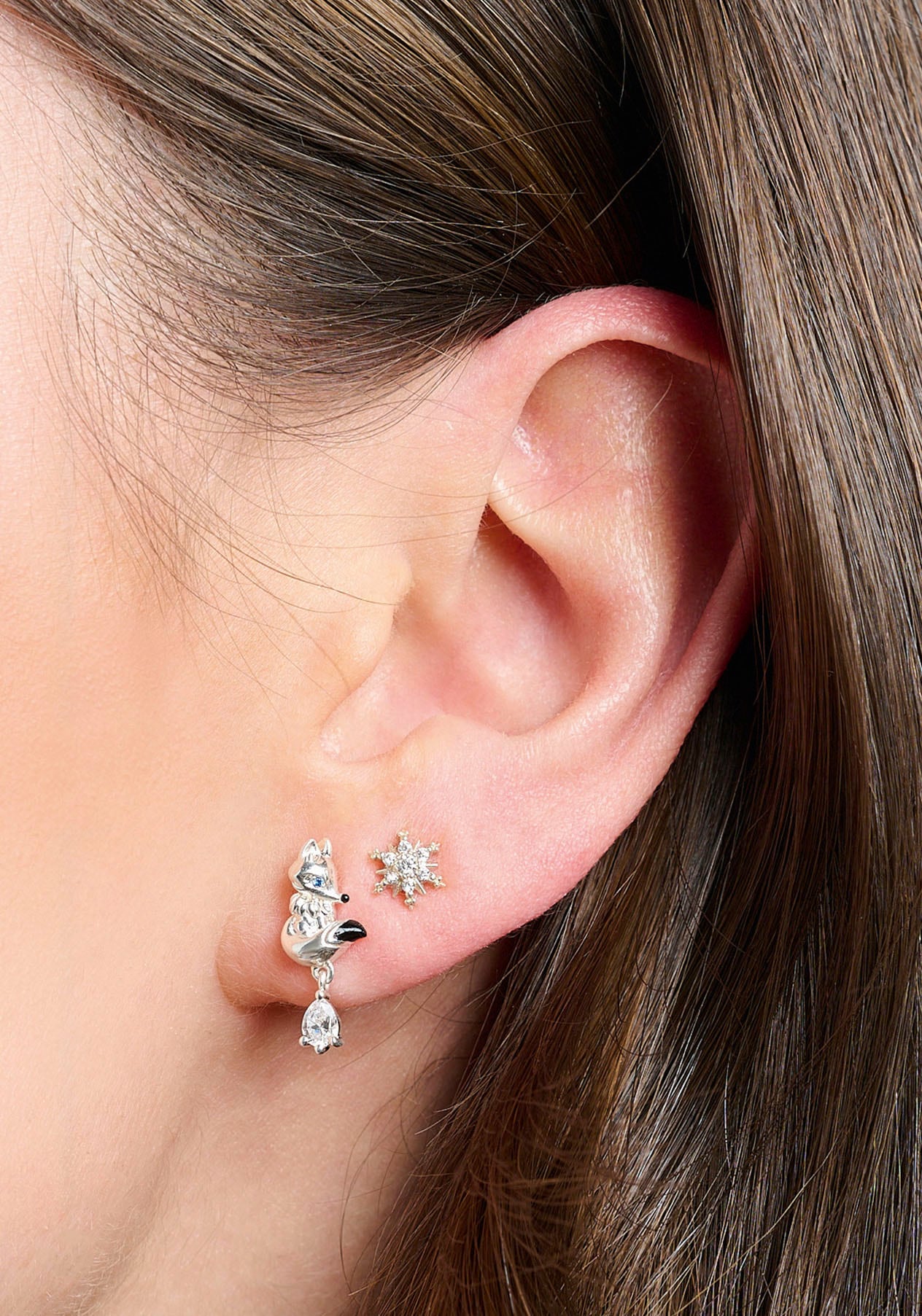 THOMAS SABO Single-Ohrstecker »Fuchs mit weißem Stein, H2257-041-7« mit Zirkonia (synth.)