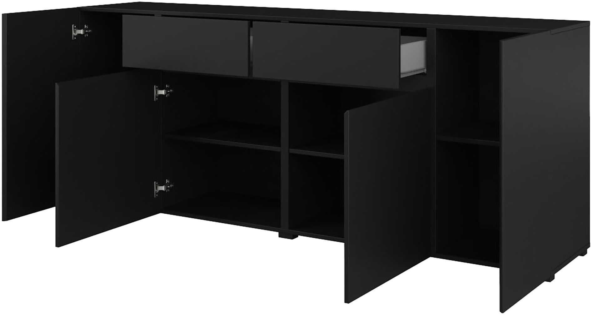 INOSIGN Kombikommode »Metric,Breite 195 cm, grifflose Kommode 4 Türen/2 Schubkästen«, Schubladenschrank mit viel Stauraum, Einlegeböden verstellbar