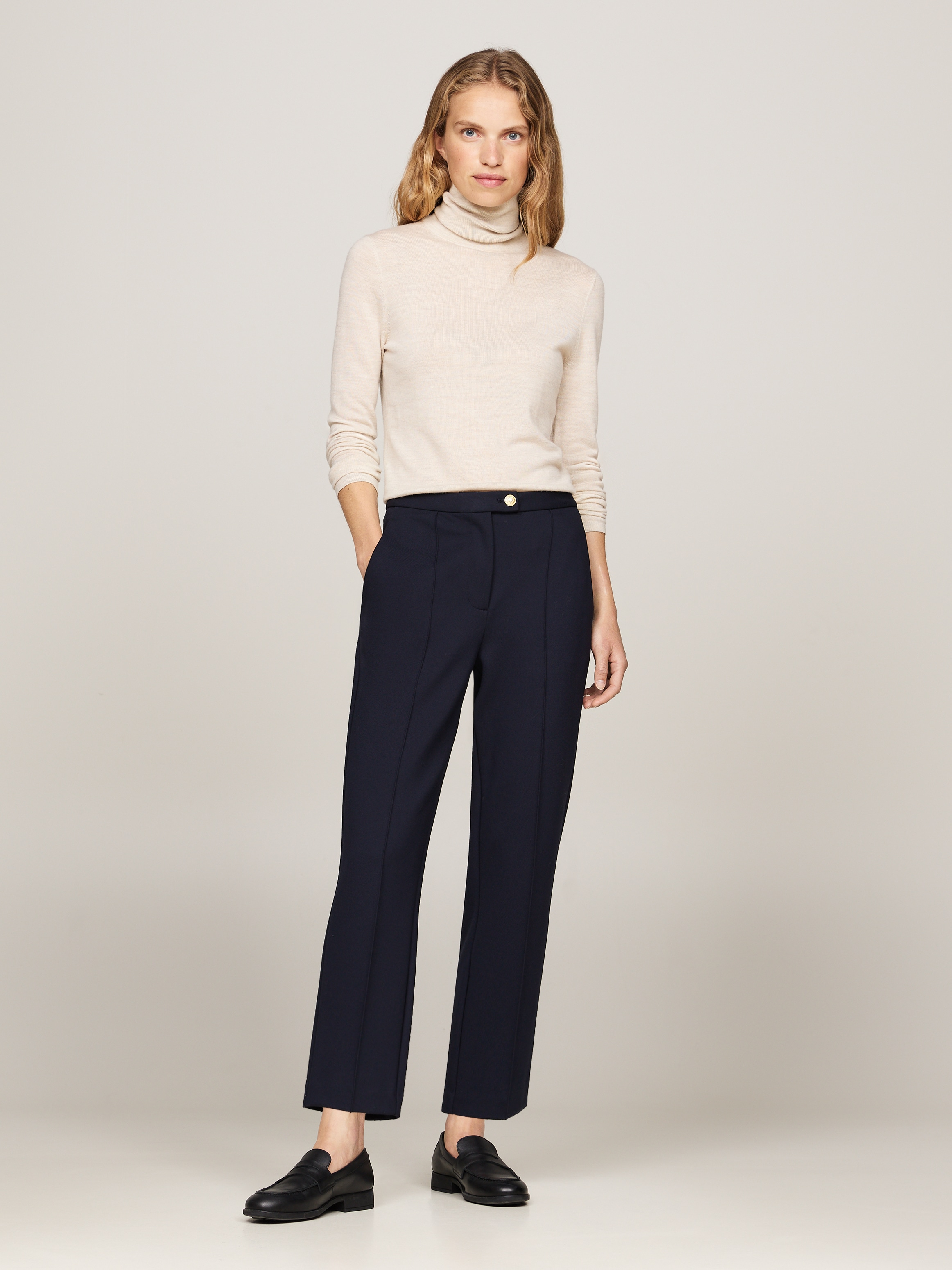 Tommy Hilfiger Webhose »PUNTO SLIM STRAIGHT PANT«, mit Tommy Hilfiger Flagge