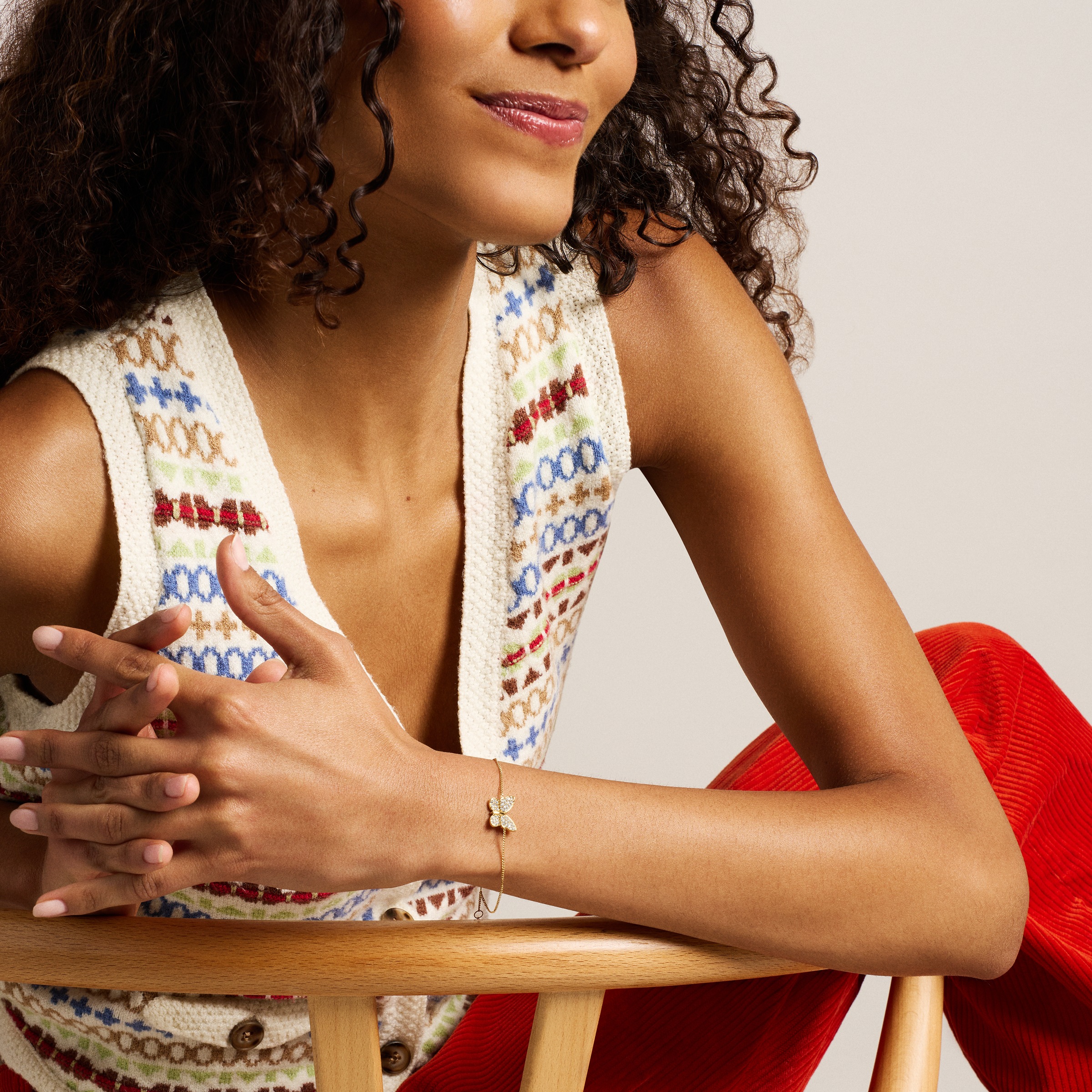 Fossil Armband »Schmuck Geschenk Edelstahl SUTTON Schmetterling« mit Glasstein