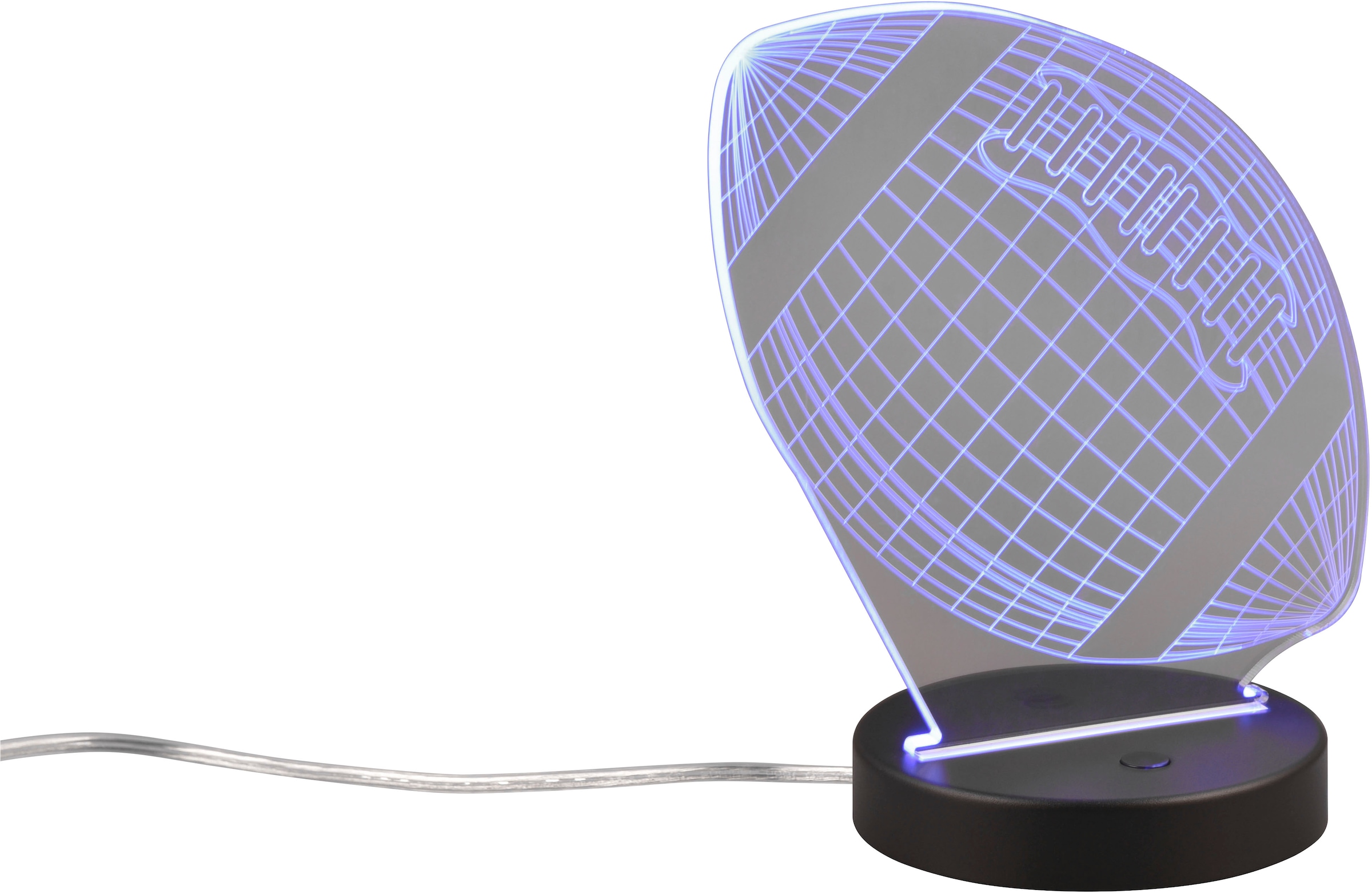 REALITY Leuchten LED Tischleuchte »FOOTBALL, Tischlampe in Football Form mit 3D-Effekt, Acryl, Höhe 22cm« LED-Board 1 Stk. RGB | Warmweiß 3,2W LED, RGB Farbwechsel Modus, 250 Lumen 3000K warmweiß, Base Ø 12cm