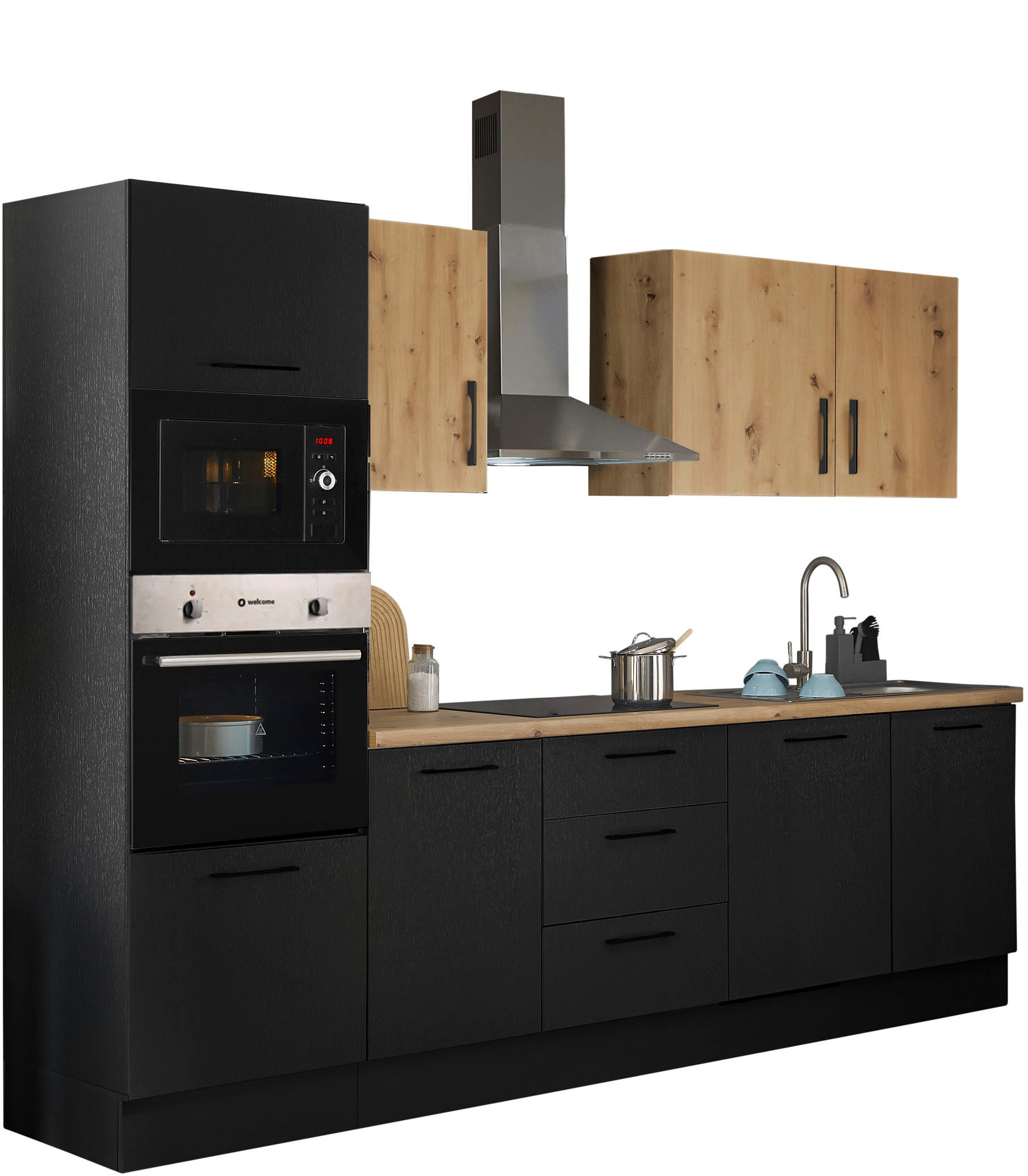 BASIC by Balculina Küchenzeile »Turin« Breite 280 cm, wahlweise mit E-Geräten