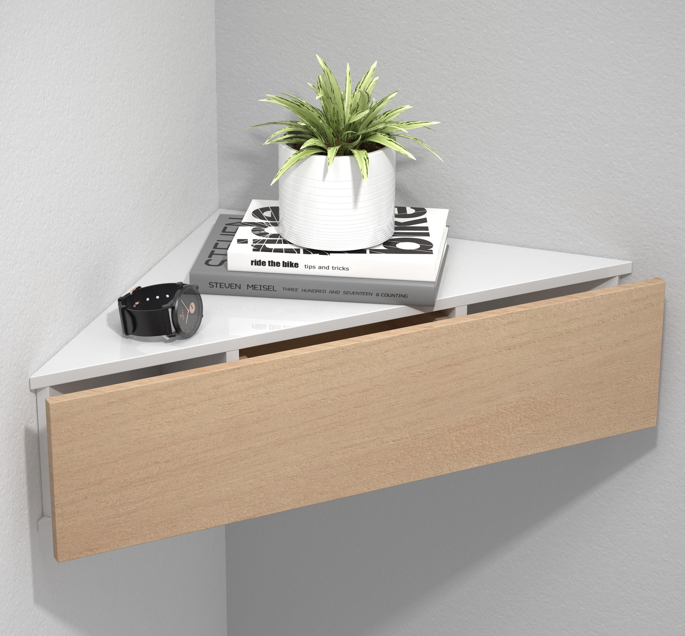 VCM Nachtkonsole »VCM Nachtschrank | Wandschublade | Wandboard | Eckregal |Nachttisch | Maße ca. H. 15 x B. 60 x T. 43 cm - Usal S«, (VCM Usal)