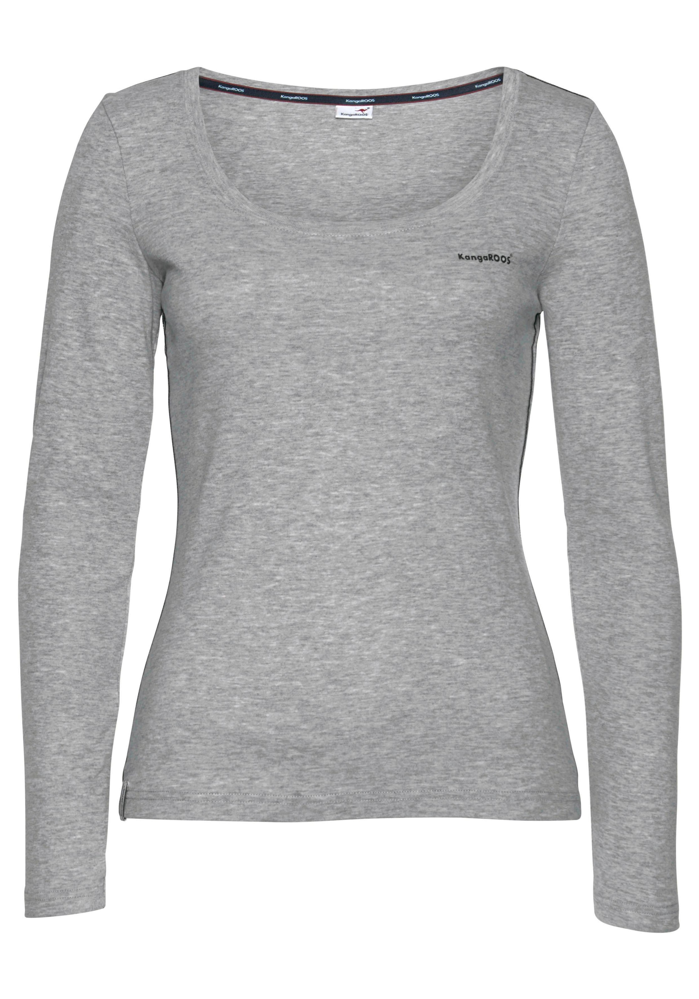 KangaROOS Langarmshirt, (Packung, 2 tlg., 2er-Pack), Langarm, unifarben oder meliert, Rundhalsausschnitt