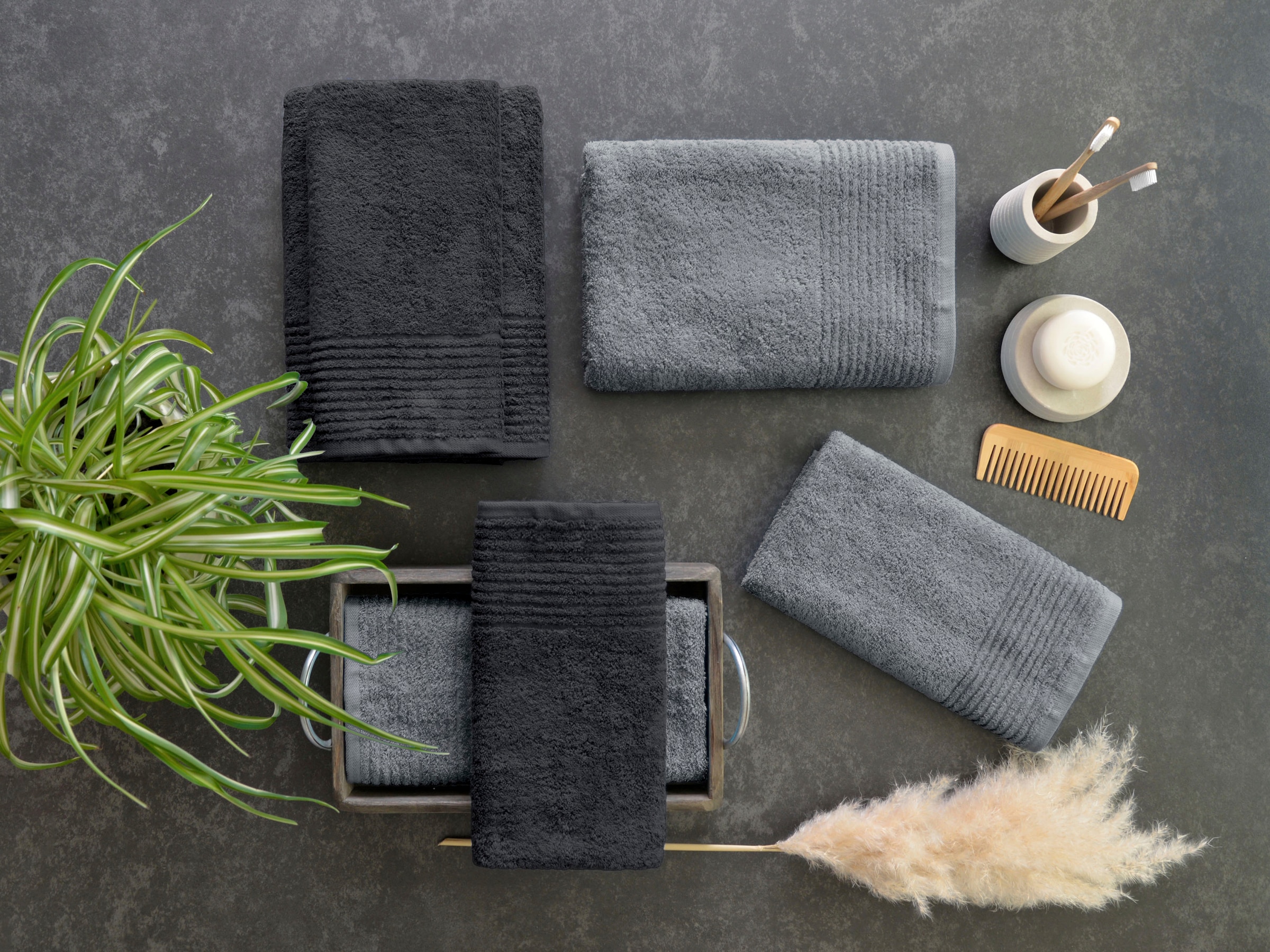 Dyckhoff Handtuch Set »Brillant« Set 6 Stk. Walkfrottee mit Streifenbordüre;4 Handtücher (50x100cm), 2 Duschtücher (70x140cm)