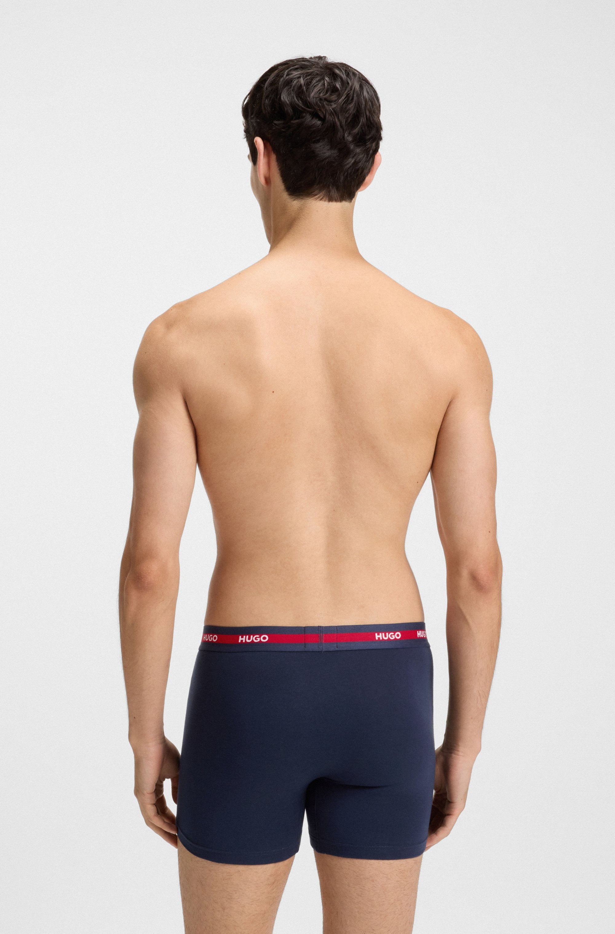 HUGO Underwear Trunk »BOXERBR TRIPL PLANET«, kontrastfarbener Bund mit Logo
